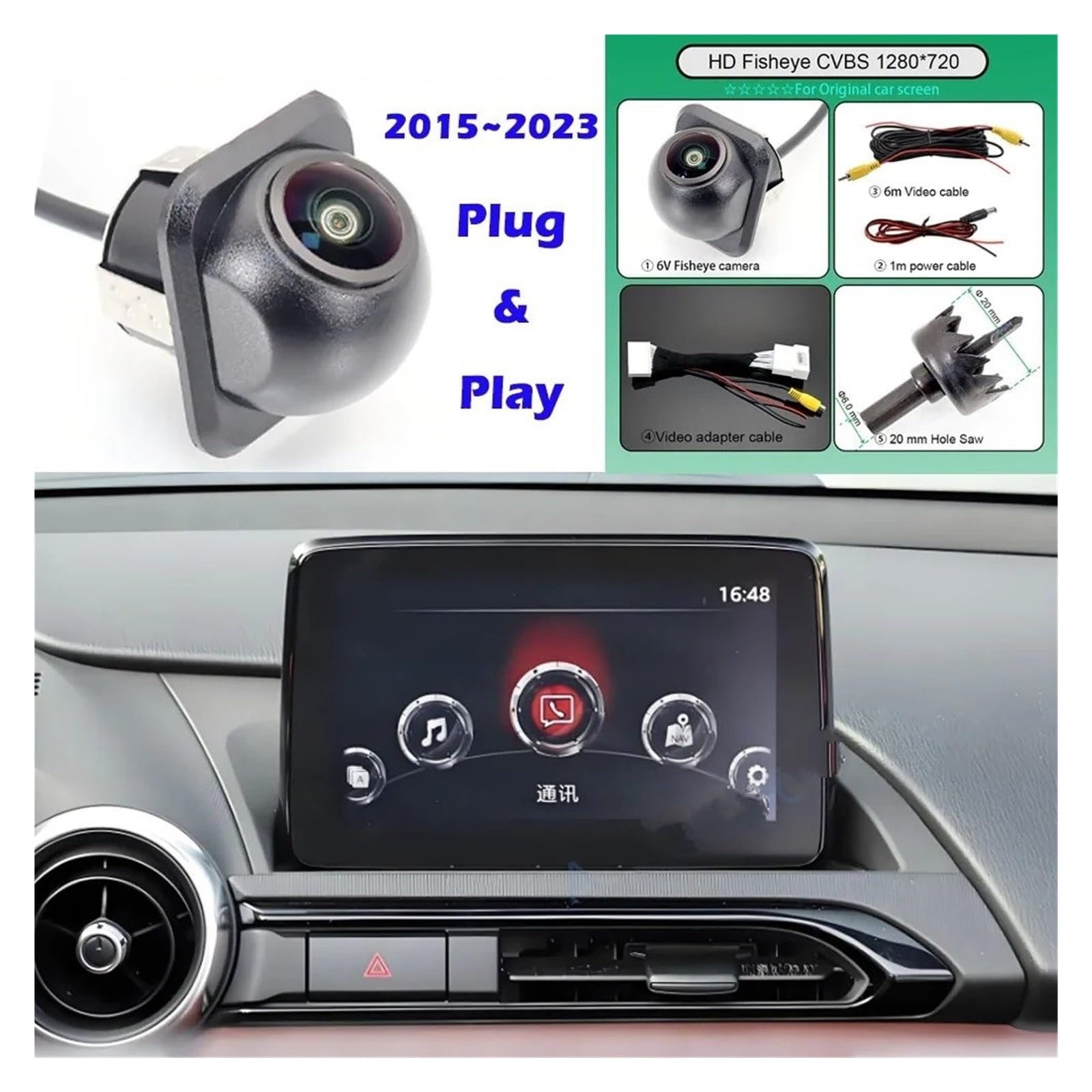 Retromarcia Per Mazda MX5 ND Per Roadster 2015-2023 Per OEM Schermo 28 Pin Cavo Adattatore Videocamera Vista Posteriore Plug Play Telecamera Backup