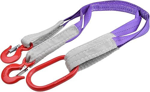 Correas de elevación con ganchos, 3.3 pies, capacidad de 4409 libras, eslinga de poliéster para bridas, correa de aparejo de dos patas resistente
