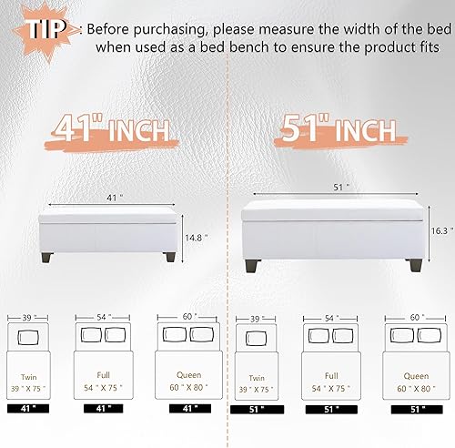 Miniatura 16 de Otomana de piel sintética negra con almacenamiento, banco rectangular extra largo de almacenamiento para dormitorio y sala de estar Negro