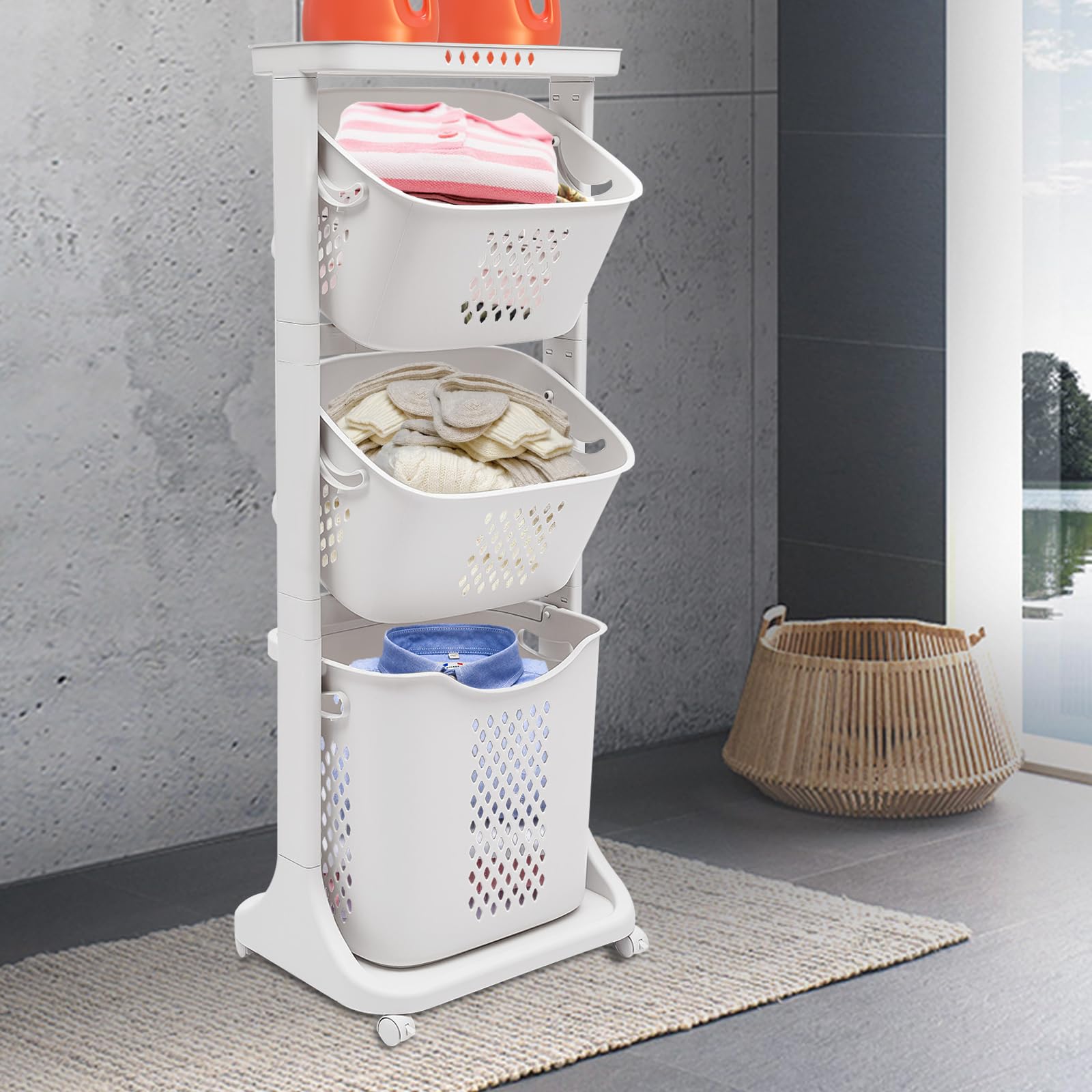 Amazon.com: GOSHET Laundry Basket, 3 Tier Sorter Clothes Storage