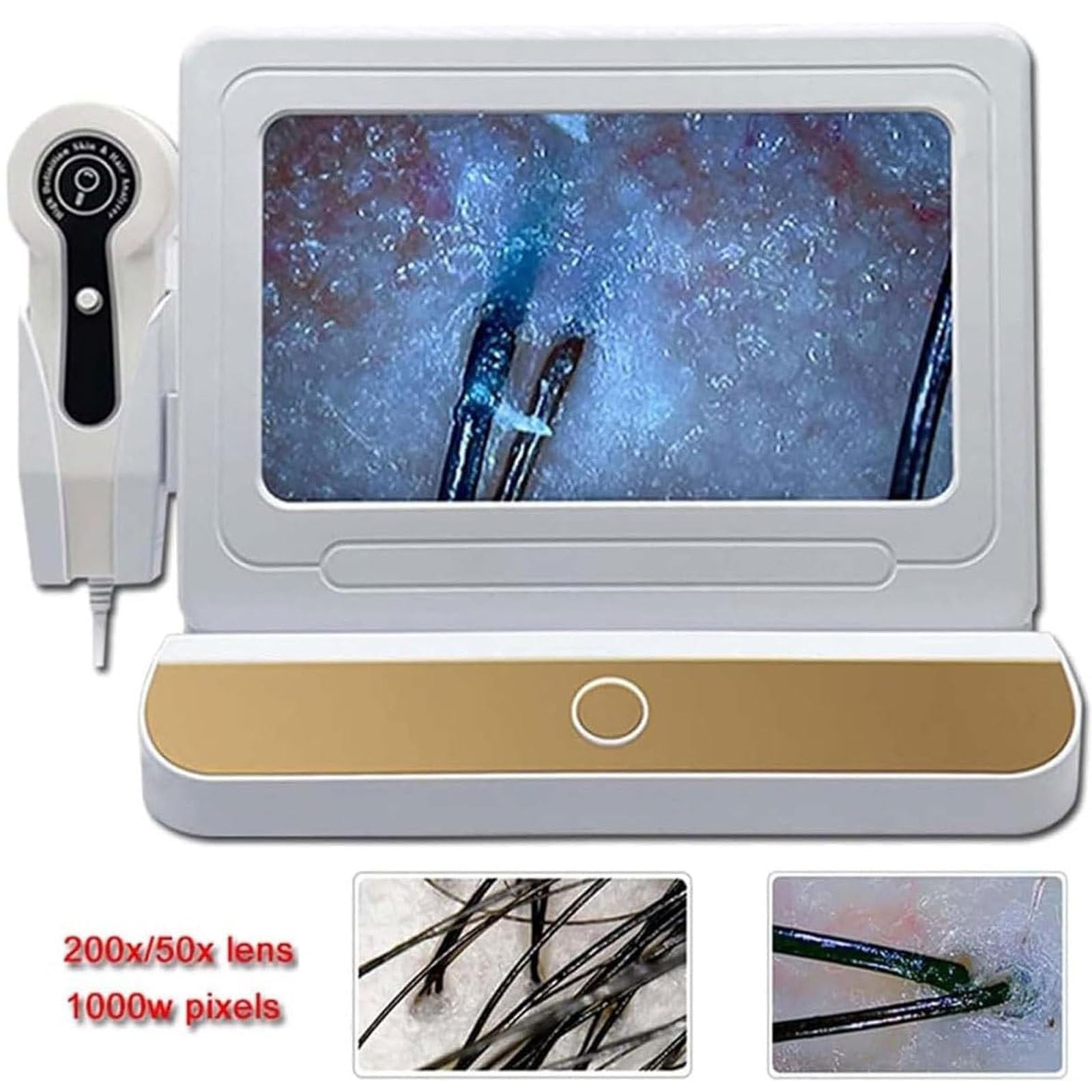 Analizador de piel y cabello, pantalla LCD HD 10 pulgadas, lupa de piel 50X/200X, máquina de análisis de piel profesional, detector digital de folículos pilosos del cuero cabelludo