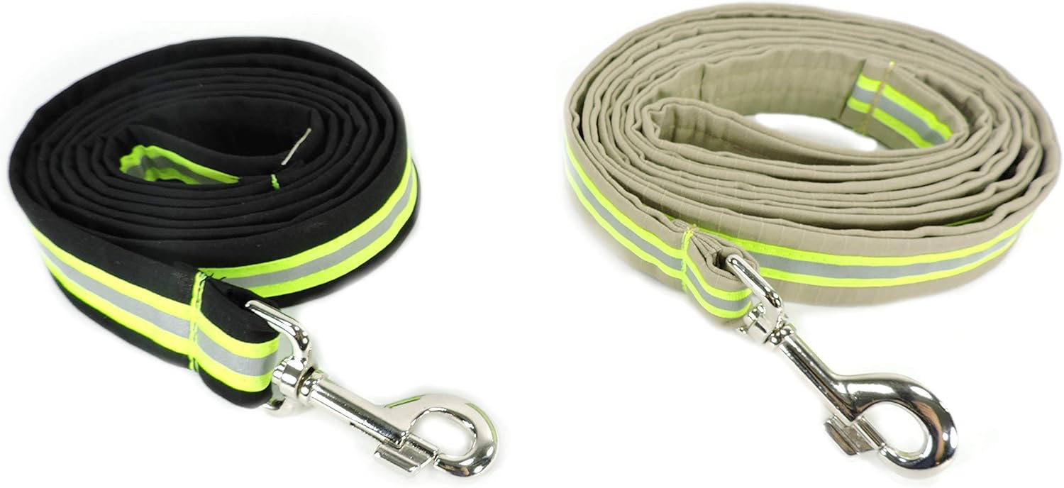 Firefighter Dog Leash, 6 Foot Reflective Leash, Option to Personalize, Bunker Gear Look