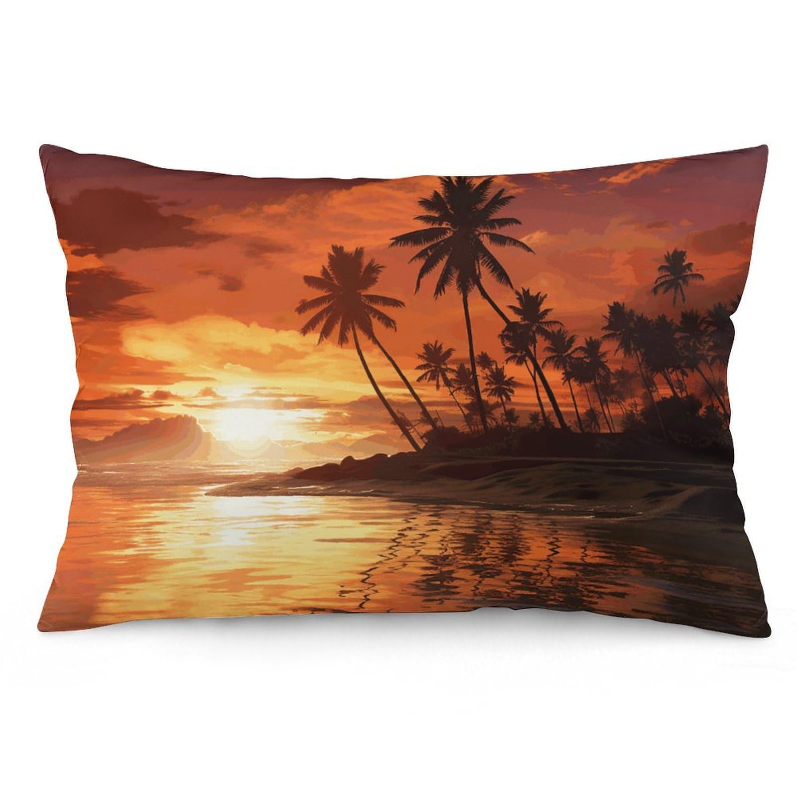 2 Pack Pillow Cases for Hair and Skin, Soft Breathable Pillow Case Covers with Hidden Zipper, Palm Tree Sunset Pillowcase 20"x30" Pillow Covers for Sleeping Gift