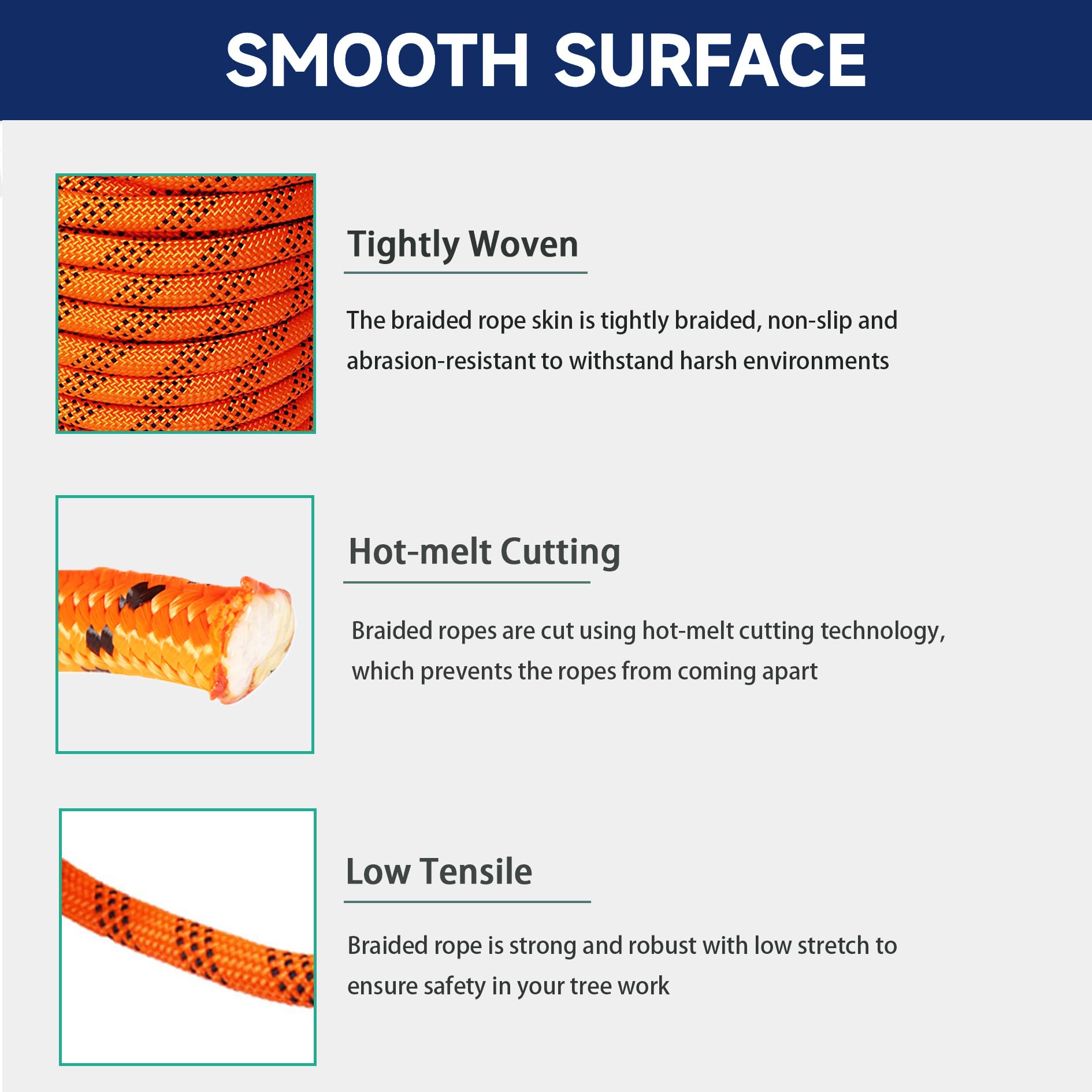 Snapklik.com : Elfinrm 1/2 In Braid Polyester Rope 100 FT Arborist ...
