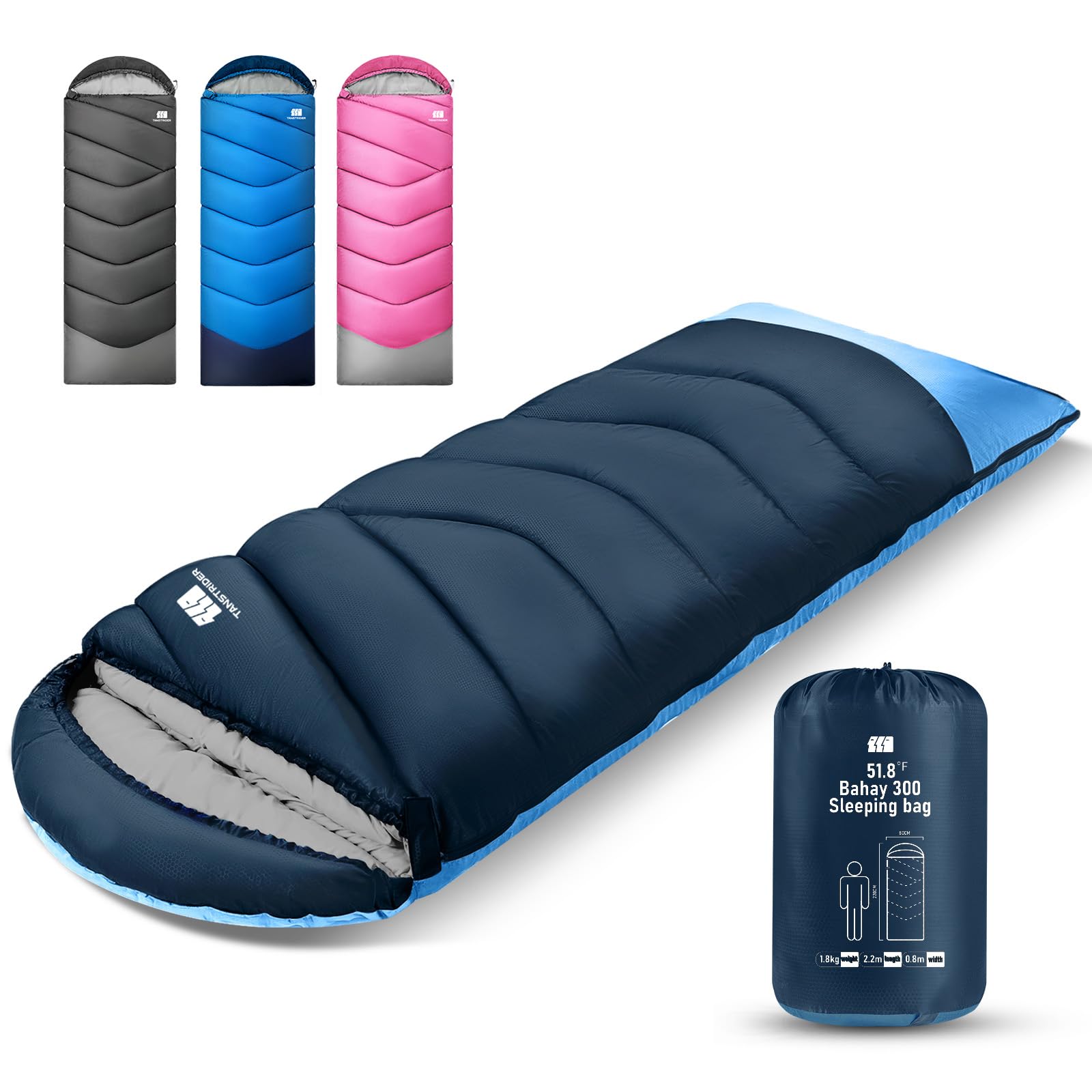 TANSTRIDER Cold Weather Sleeping Bags for Adults,Portable, Waterproof, 4lb Lightweight Sleeping Bag for Tall Kids Girls Boys with Compression Sack, for Warm Camping, Hiking, Travel, Outdoor& Indoor