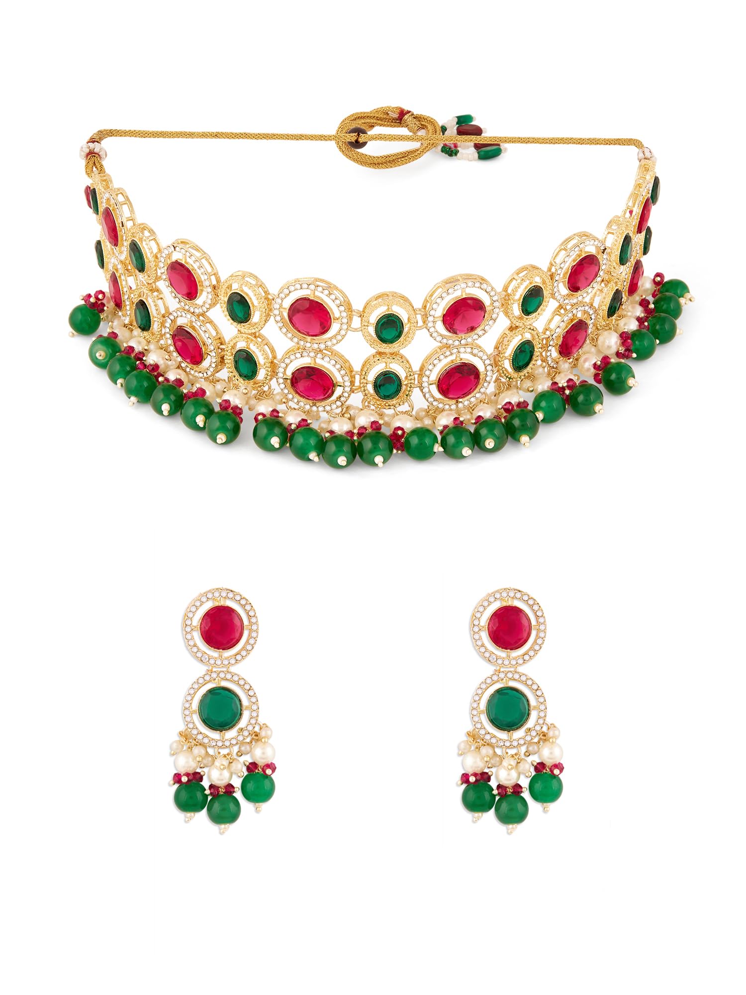 See full amazon price history chart for ZAVERI PEARLS Pink Green Stones Beads Diamonds Choker Necklace & Earring Set For Women-ZPFK18217 ZAVERI PEARLS Pink Green Stones Beads Diamonds Choker Necklace & Earring Set For Women-ZPFK18217 (B0D91XXW1M) Amazon Price History, Amazon Price Tracker