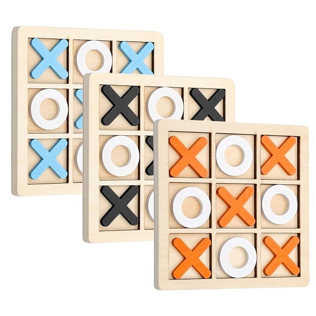 Juguetes Tres En Raya De 3 Piezas, Tablero De Ajedrez De Madera, Juego Interactivo De Mesa Clásico