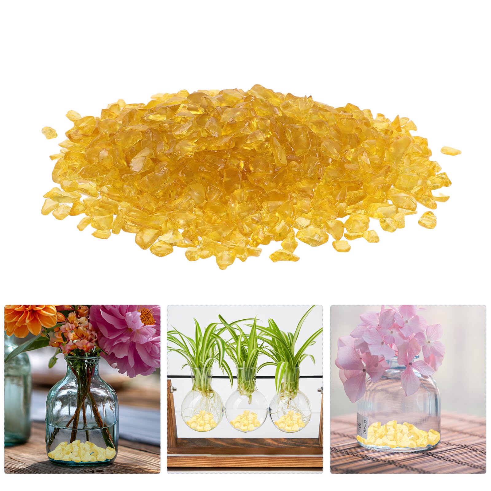 Gravier Décoratif Naturel 1000g pour Vase et Bonsaï, Pierres Cristallines Orange Irrégulière, Facile à Styliser pour Décoration Intérieure et Créations DIY