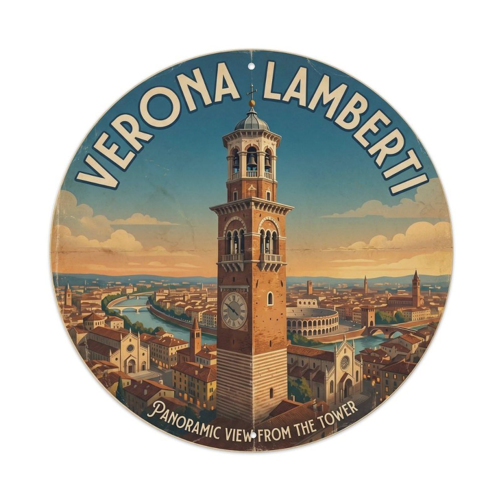 Classic Verona Italy Lamberti Heritage City Travel Metal Tin Sign