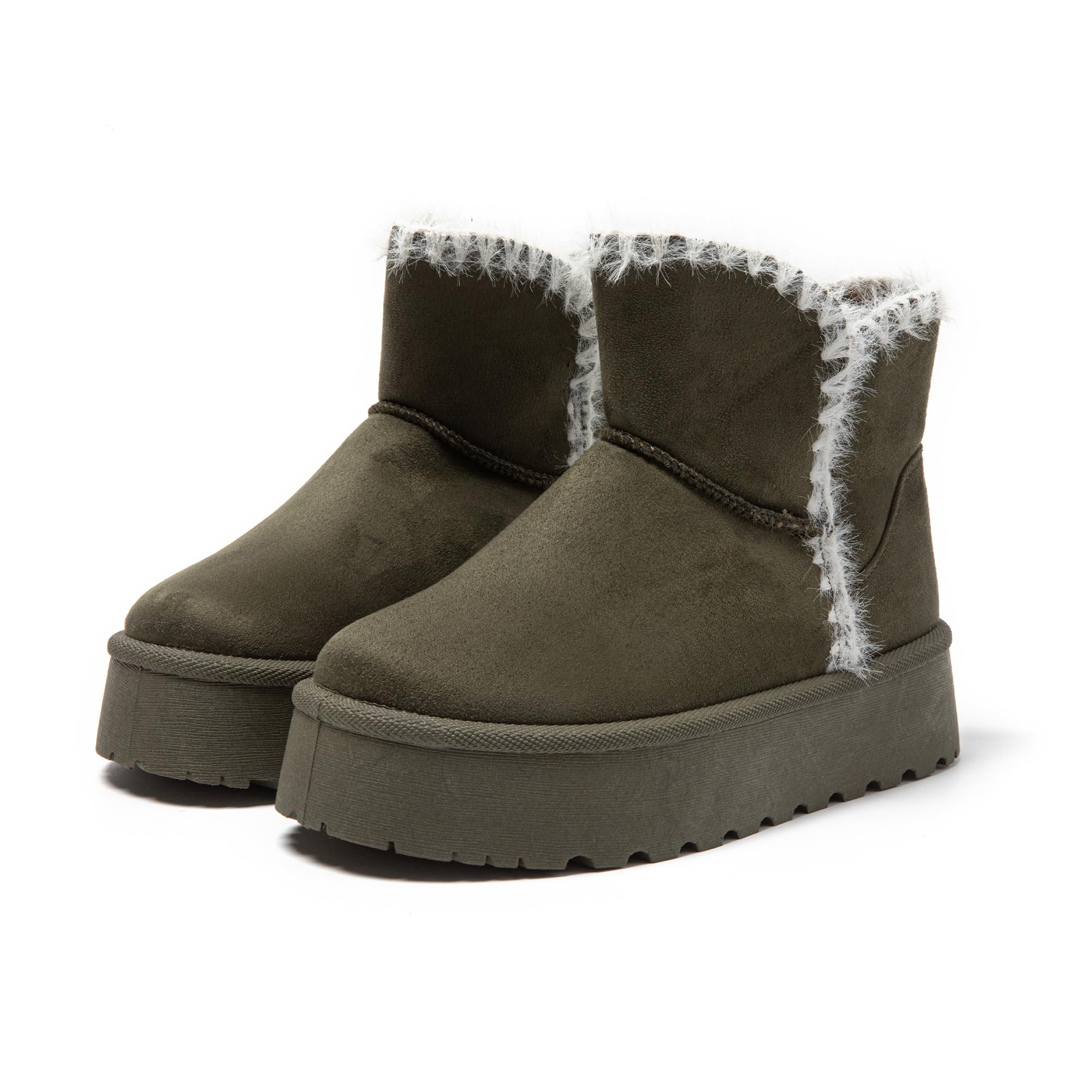JOMIX Botas Mujer Invierno con Plataforma Botas Nieve Mujer Clásicas de Piel Sintética con Peluche
