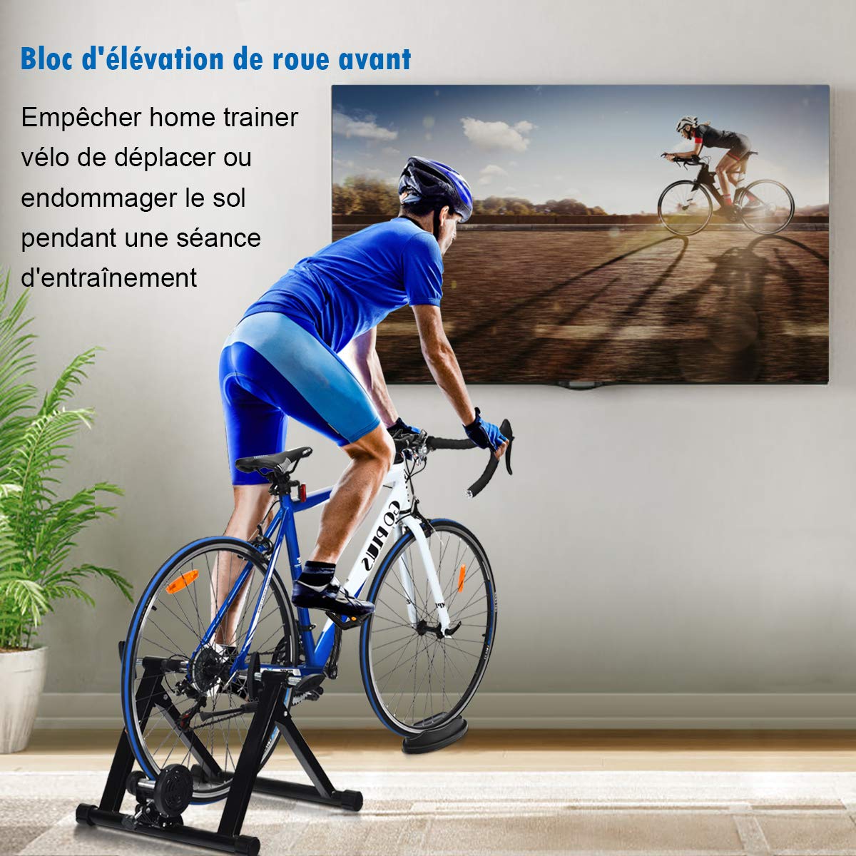 GOPLUS Home Trainer Vélo pour Roue 26-28’’ 700 C, Entraîner de Vélo Pliable en Acier avec Capacité de Charge 100KG pour Vélos de Montagne, Vélos Routes, VTT., Système à Double Verrouillage, sans Fil