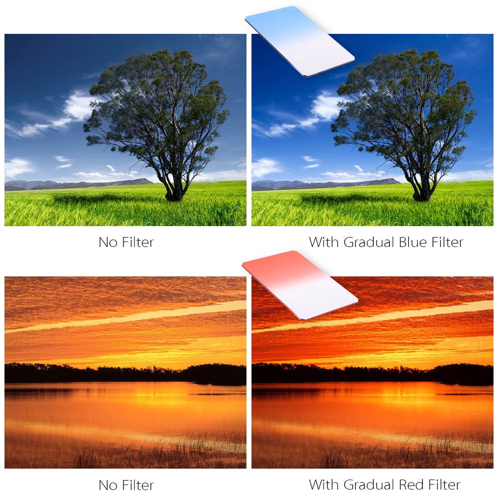 Andoer, kit da 13 filtri gradienti colorati, per Cokin P Series, con portafiltro e anello adattatore (52 mm/58 mm/62 mm/67 mm/72 mm), custodia, panno di pulizia
