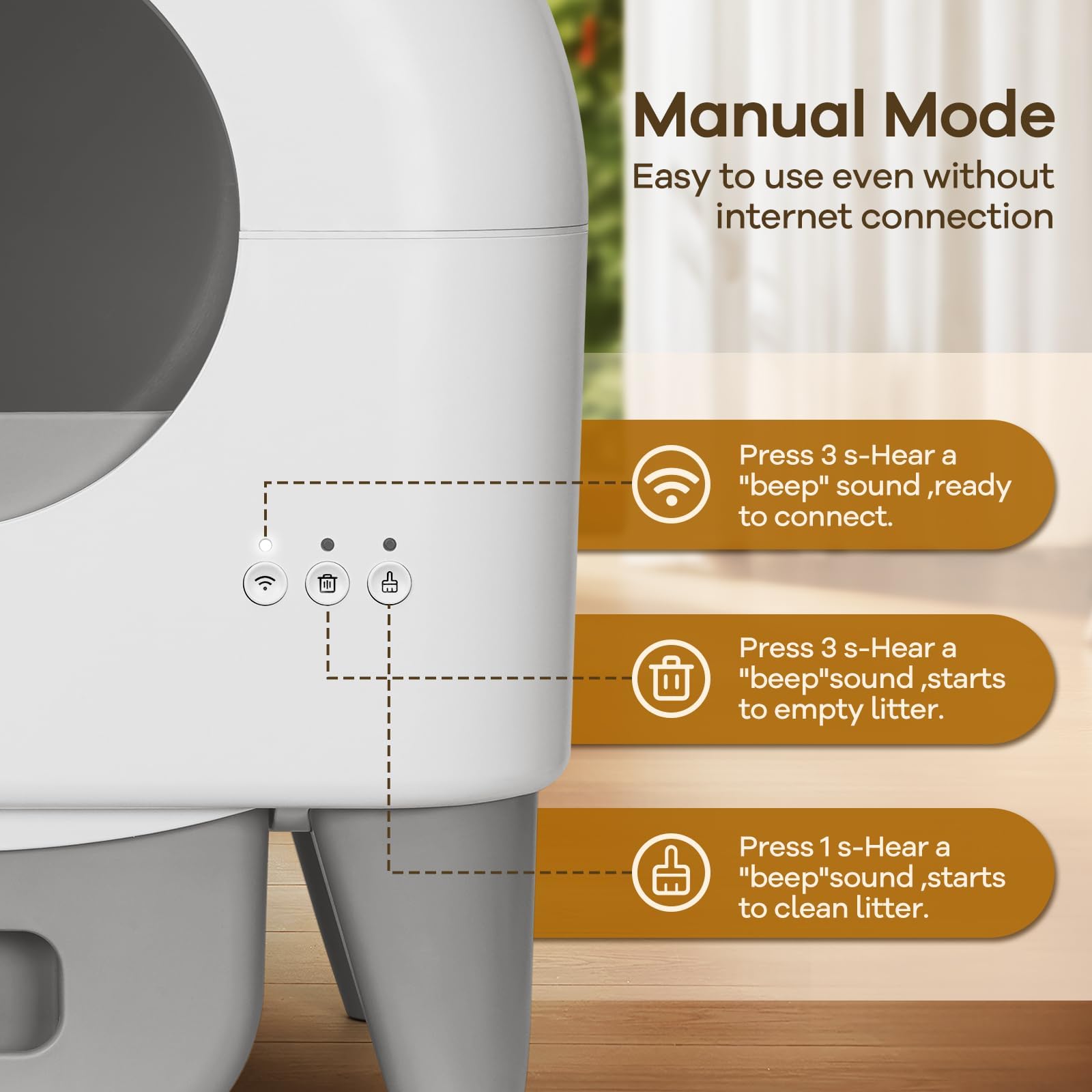 Self Cleaning Litter Box, Automatic Cat Litter Box Self Cleaning Large Capacity for Multiple Cats, App Control with Safety Sensors, Removable Washable Liner,2 Rolls Garbage Bags,Grey