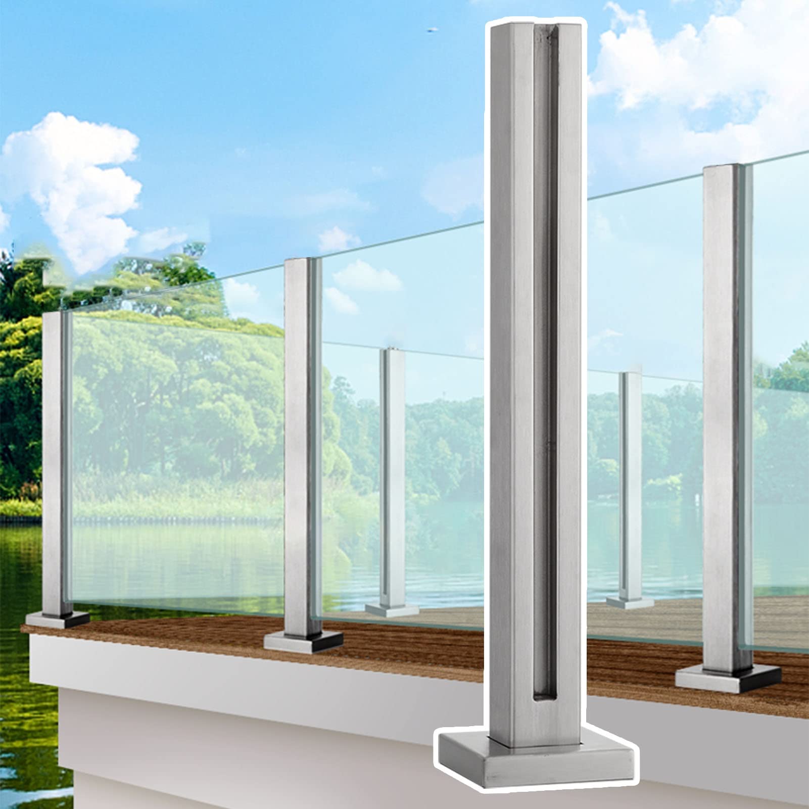 Poteaux de balustrade en verre en acier inoxydable 304 pour garde-corps