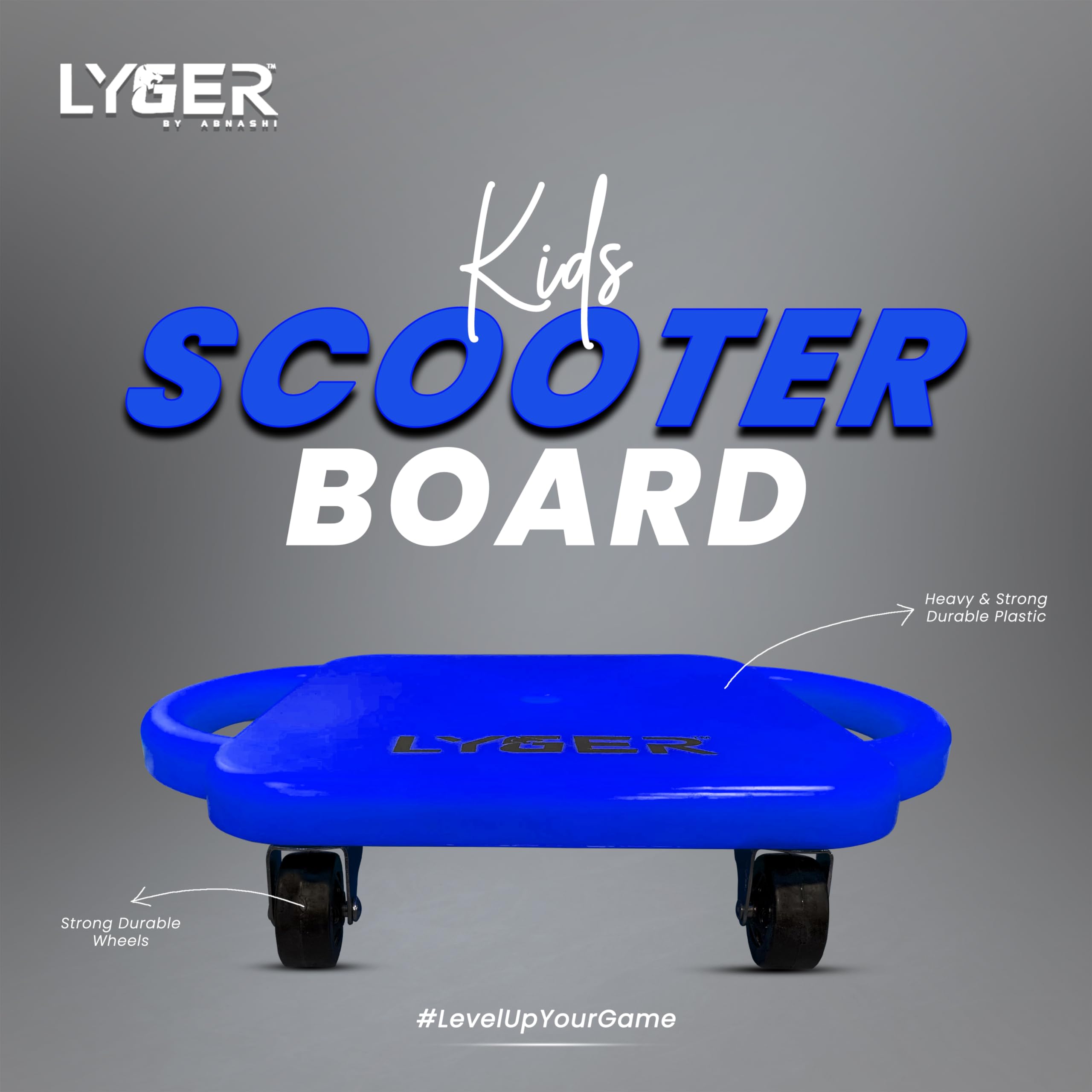 LYGER Scooter Board with Handles,Plastic Casters Floor Scooter Board,Sitting Scooter Board for Kids Children (Blue-Scooter, Scooter-Blue) - Image 4 thumbnail