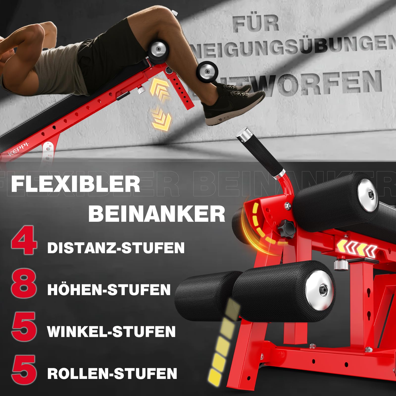 Keppi Hantelbank, 680kg Belastbare Hantelbank Aus Commercial Stahl, 43,2cm Wettkampfhöhe, 11 Rücken + 8 Sitzpositionen FID Design Mit Hochkantlagerung – Bench6000