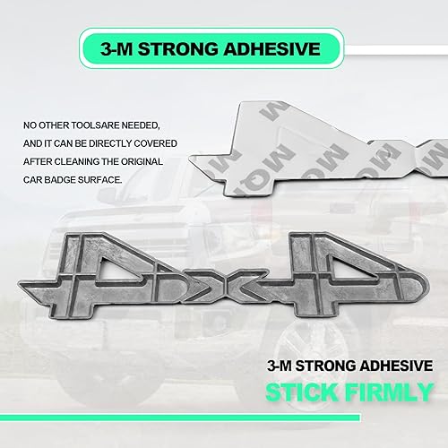 Miniatura 4 de Calcomanía universal de 4 x 4, calcomanía opaca con emblema ABS elevado en 3D, adhesivo fuerte, insignia de guardabarros lateral con logotipo para