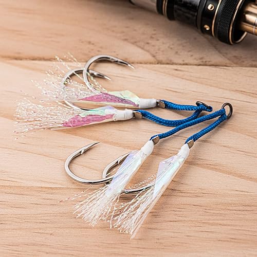 Miniatura 6 de Goture Kit de ganchos de asistencia de pesca dobles, gancho de asistencia de plantilla, gancho de brillo lento, rápido otoño, anzuelo de pesca para