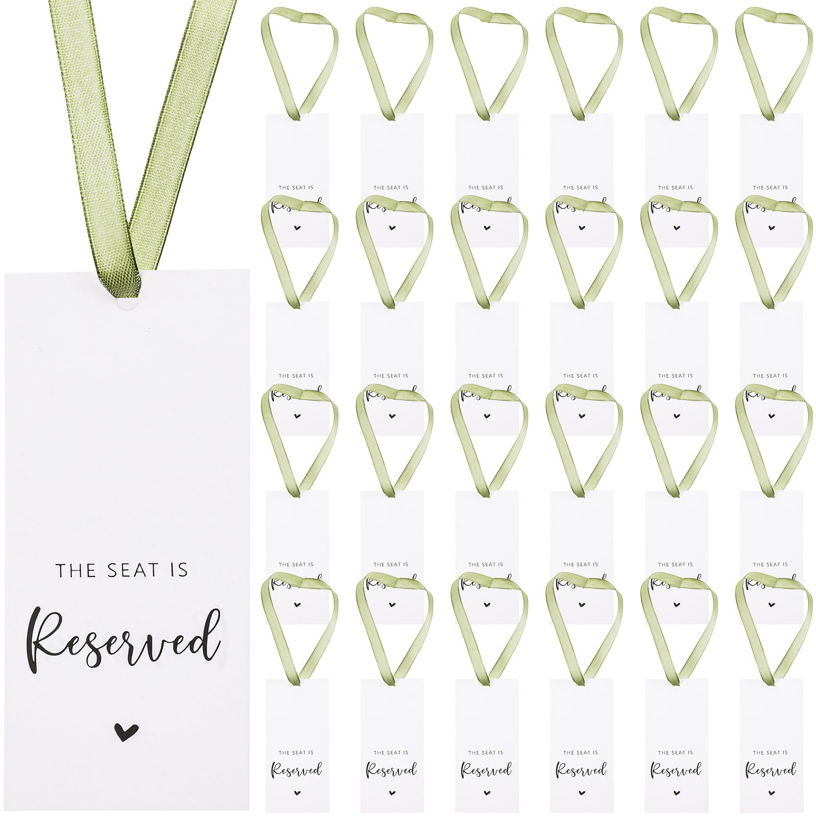 24 Pcs Reserved Seating Signs, Wedding Chair Tags with Ribbon