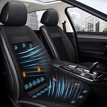 Front Seat Cooling Seat Cover, 16 Fans 12V Ventilated Cooling Seat Cover, Summer Car Seat Cushion,Car SUV Universal Cooling Seat Cover Black, 1PCS