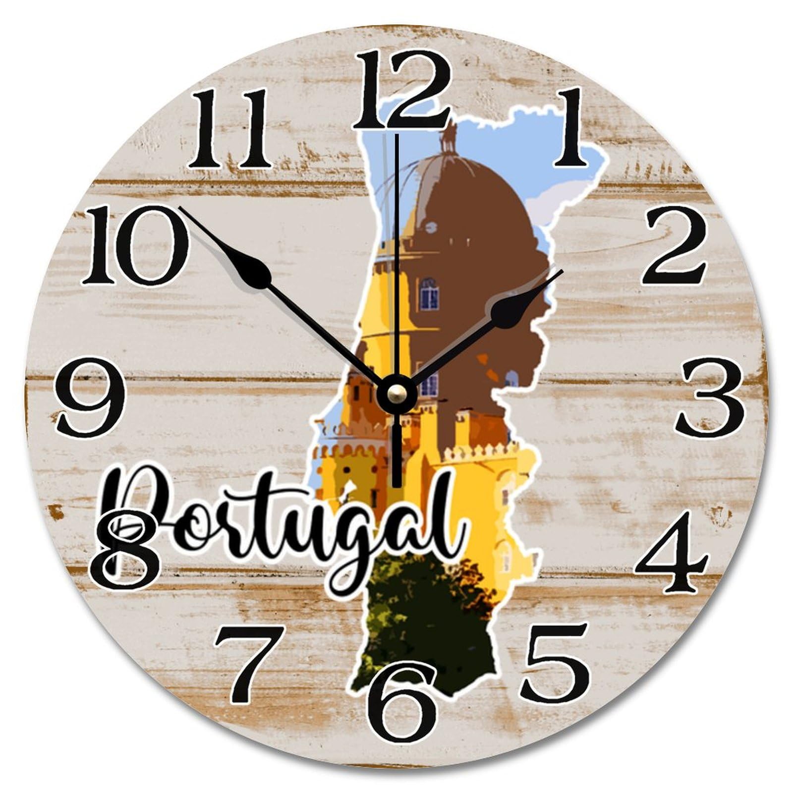 Horloge murale silencieuse Portugal de 25,4 cm pour salon