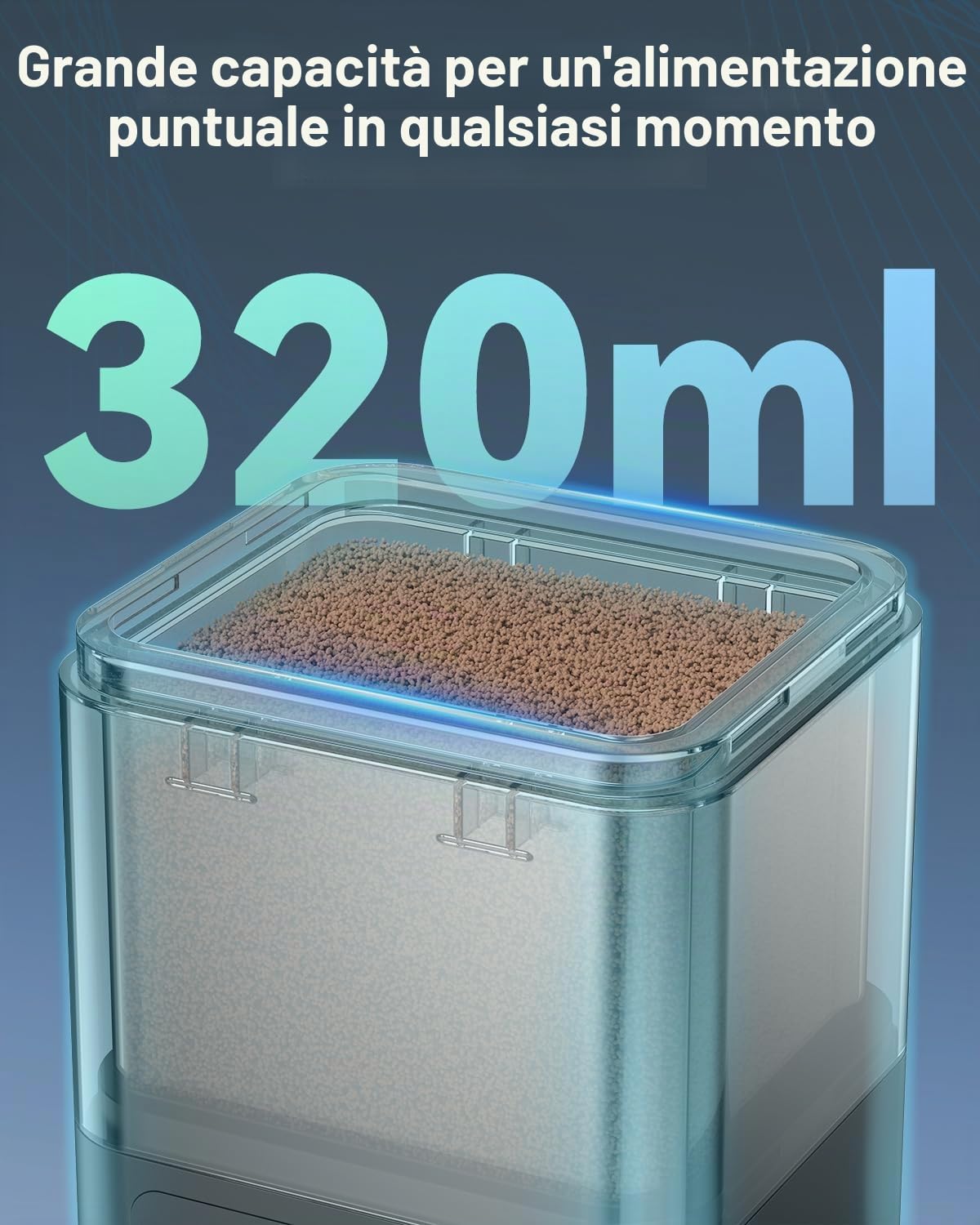 Pawfly Alimentatore automatico di pesci per acquario 320 ml con timer