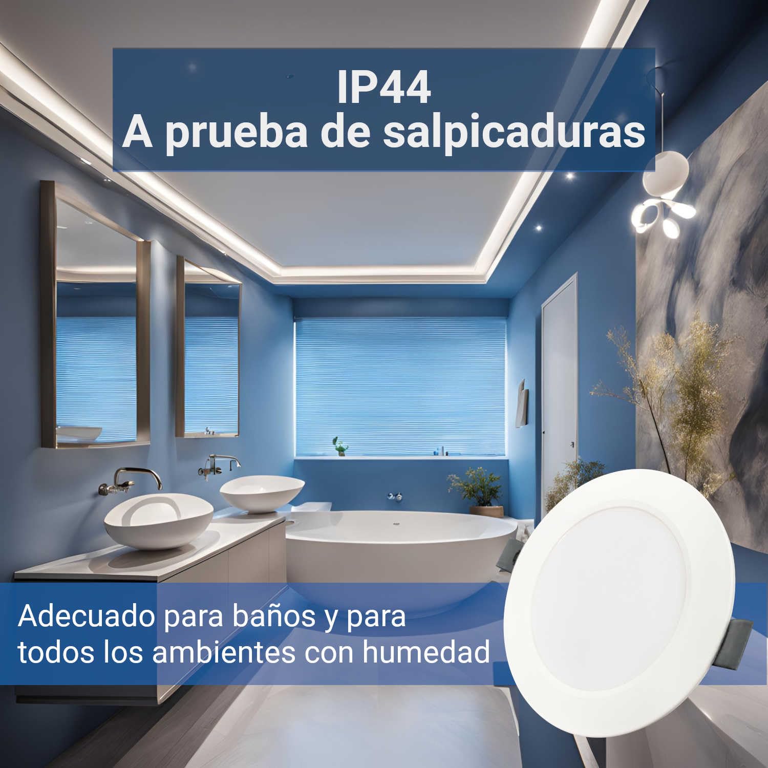 Sigmaled lighting – Pack 6 Focos LED Empotrables 18W 1850 lm, 3 Temperaturas 3000K 4000K 6000K, IP44 Baño, Ultrafinos, Corte Ø187–210 mm, 220–240V, Techo Pladur, Interior y Exterior Cubierto