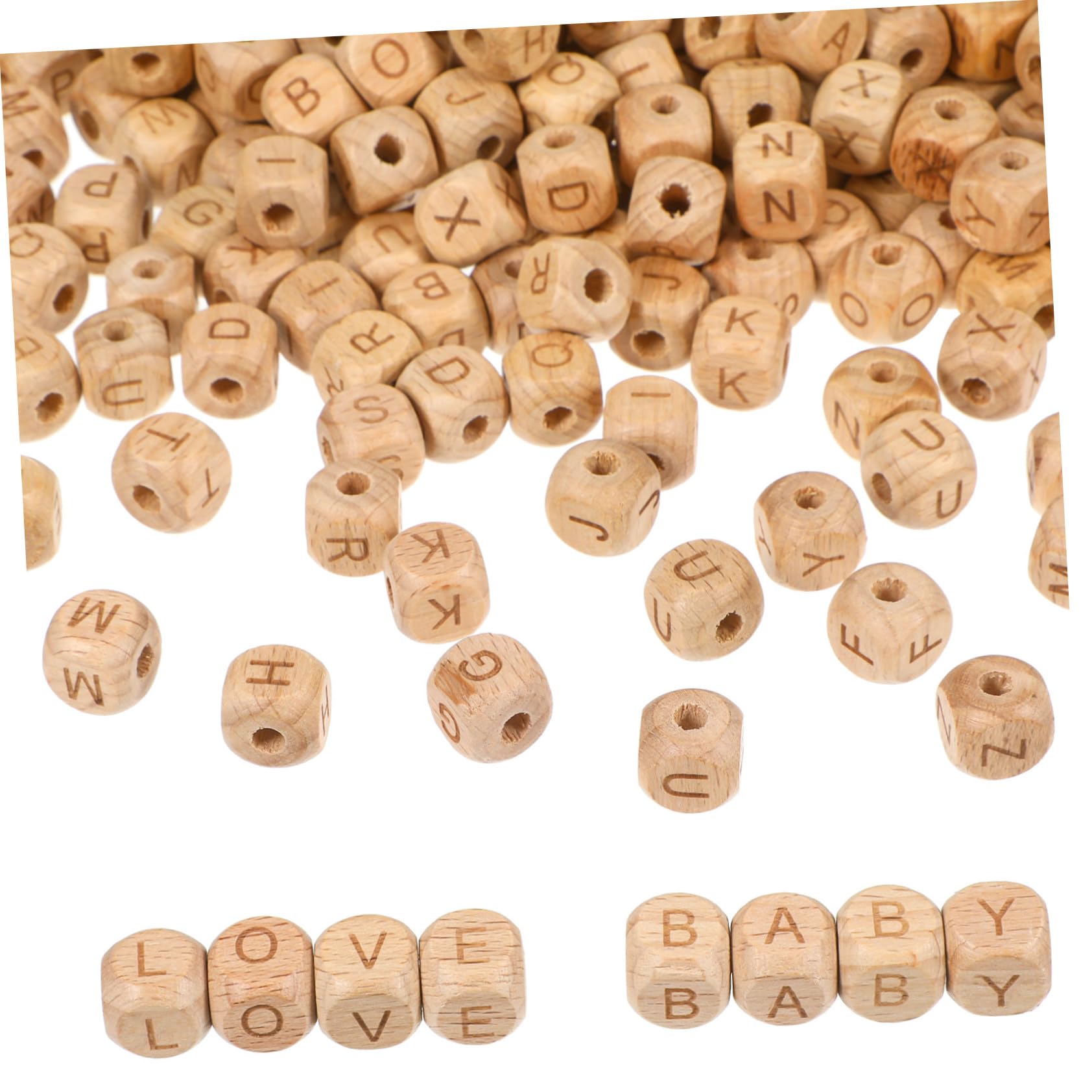 TEHAUX 260stücke Runde Buchstabenperlen aus Holz Buchstaben Alphabetperlen Lose Holzbuchstaben für Schmuck-bastelarbeiten Halsketten und Armbänder