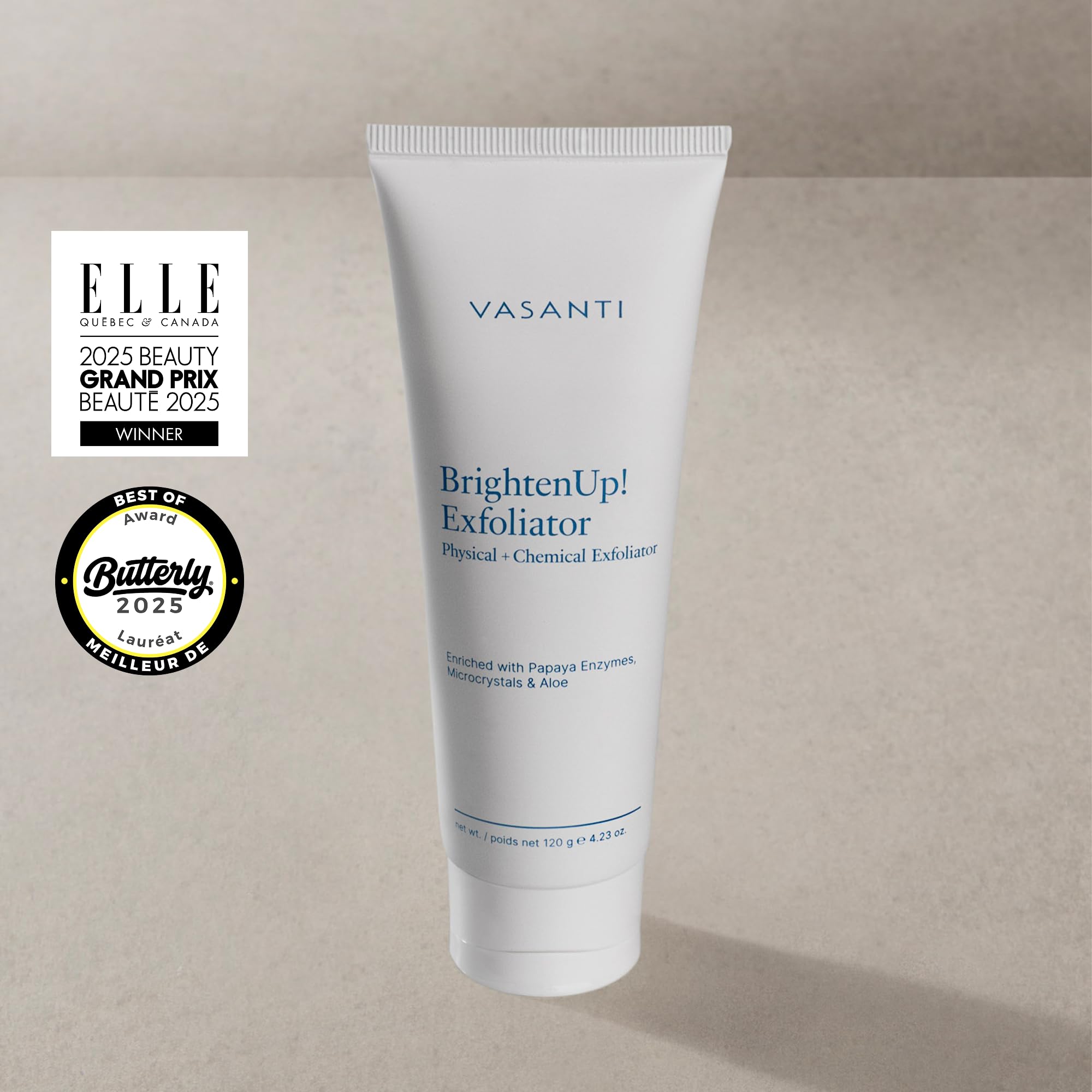 Vasanti Cosmetics Brighten Up. Enzymatic Face Rejuvenator with Microderm Exfoliating Crystals – Treats Dull, Uneven Skintone