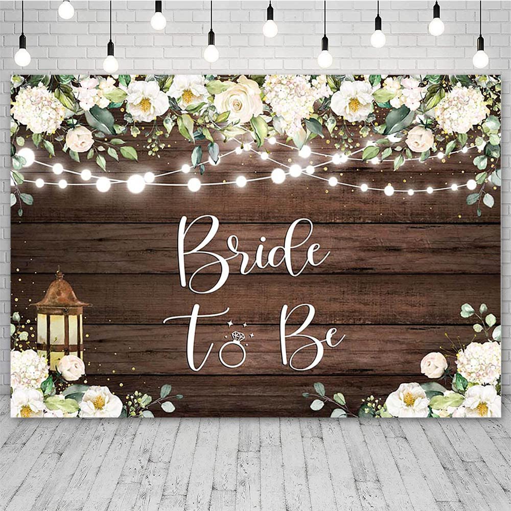 Sendy 7x5ft Bride to Be Bridal Shower Backdrop Rustic Wood White Floral Photography Background Bachelorette Wedding Engagement Party Decoration Banner