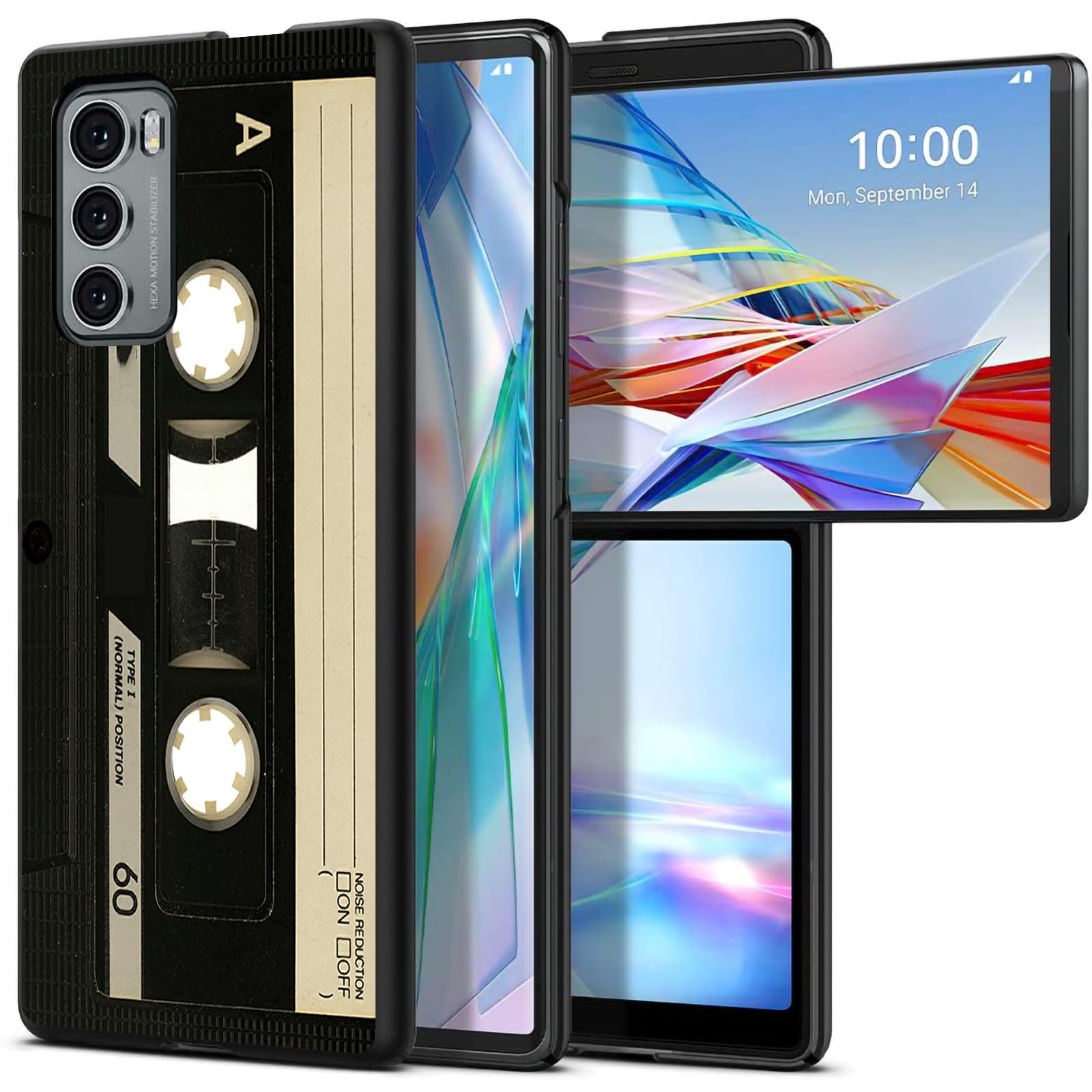 Retro Tapes for LG Wing 5G 6.8" Phone Case, Slim Phone Case for LG Wing (2020), Hard PC Shookproof Wireless Charging Men/Women Cover for LG Wing 5G