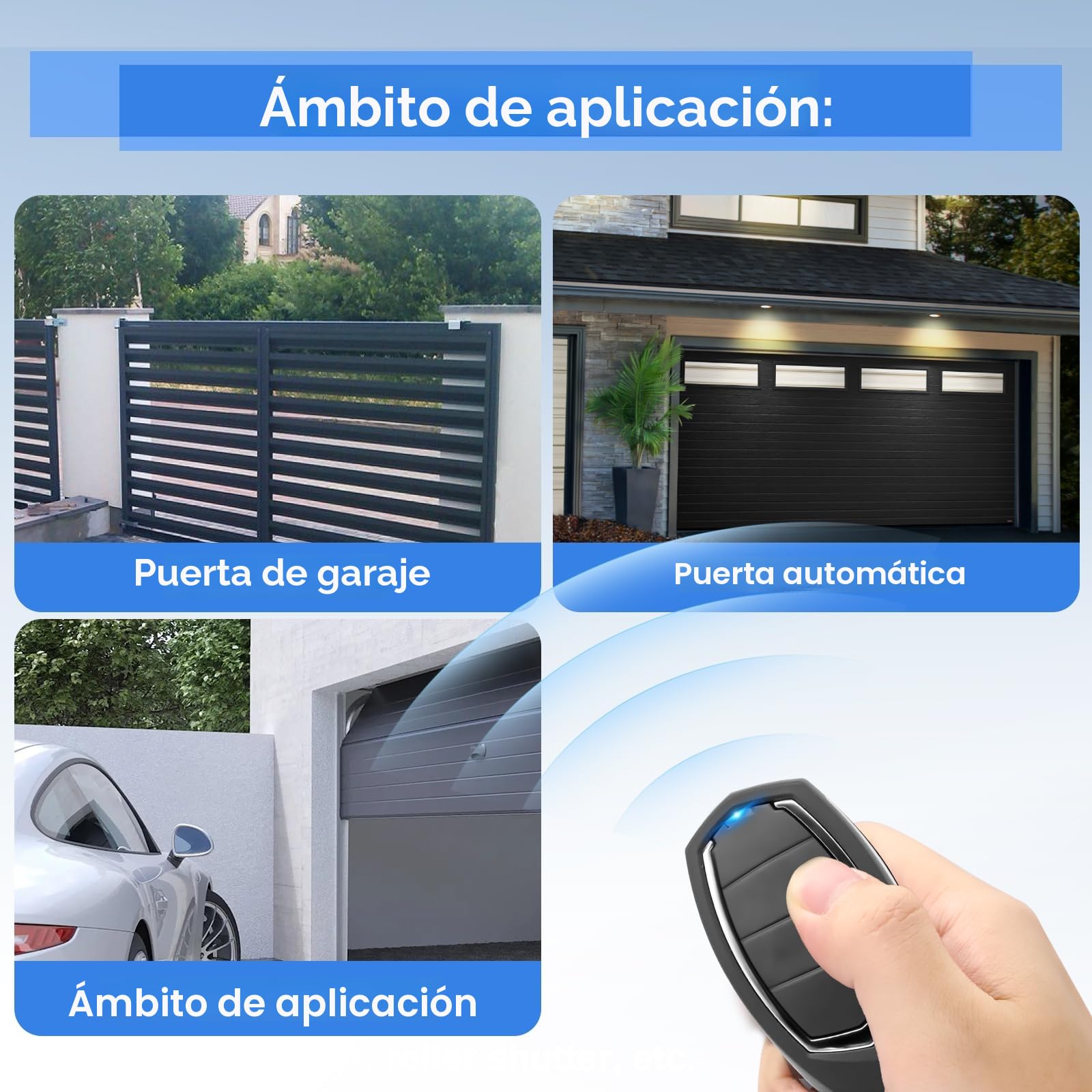 433,92MHz Mando Garaje Universal,3 Unidades de Mando a Distancia para MOTORLINE Falk MX4SP MXS4SP MX5SP RCM DSM,4 Canales Clonador Mando Garaje Inalámbrico