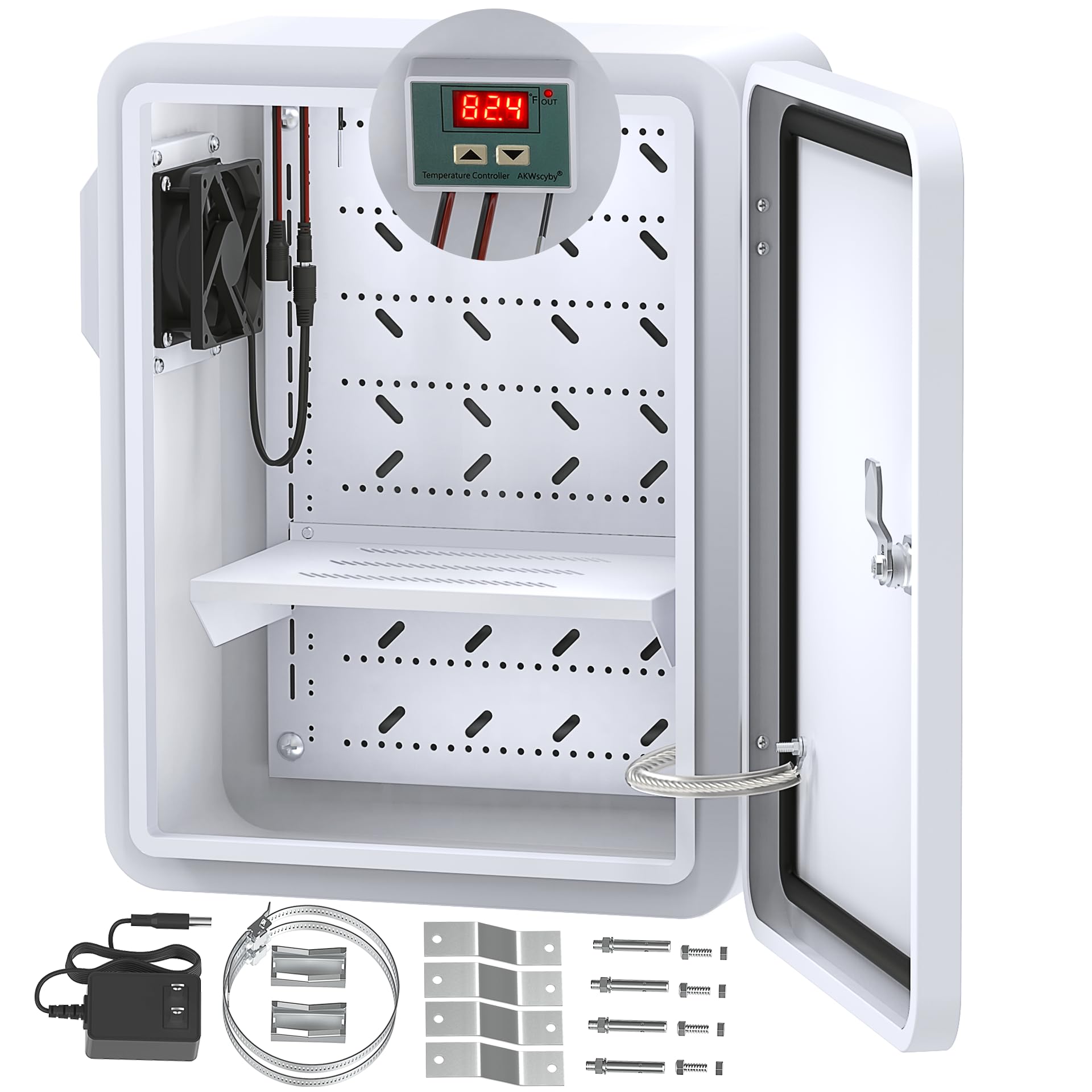Akwscyby Outdoor Electrical Box with Thermostat and Fan, Precise Temperature Control 0.1°…