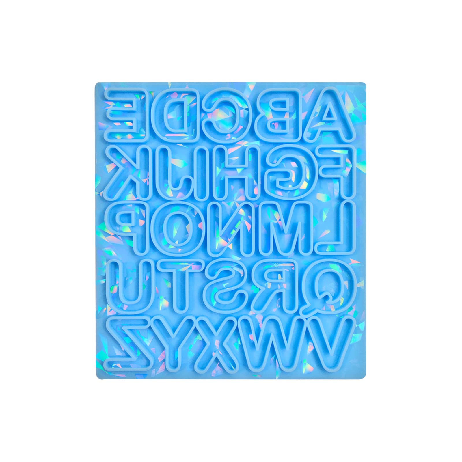 Diioomieeu Blue Holographic-Alphabet Mold Pendant Silicone Mold Shiny-Letter Shape Earring Keychain Crystal Epoxy Resin Mold Decor