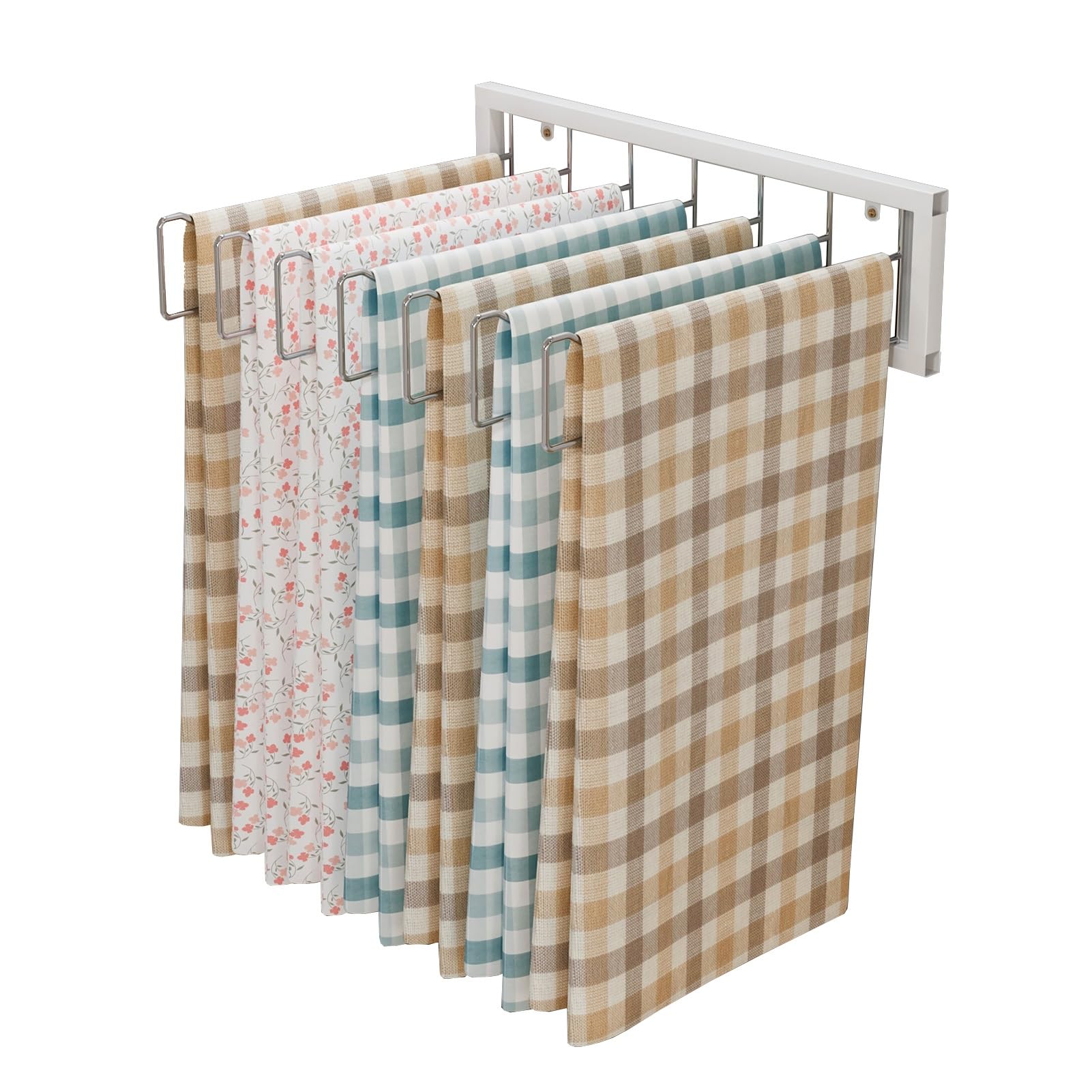 Expositor de telas de pared metálico para organizar cintas en floristerías y talleres textiles