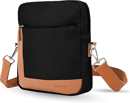 AirCase Canvas Sling Crossbody Bag for Men & Women, Side Shoulder Handbag for College/Office/Travel, PU Leather Detailing, Adjustable Shoulder…