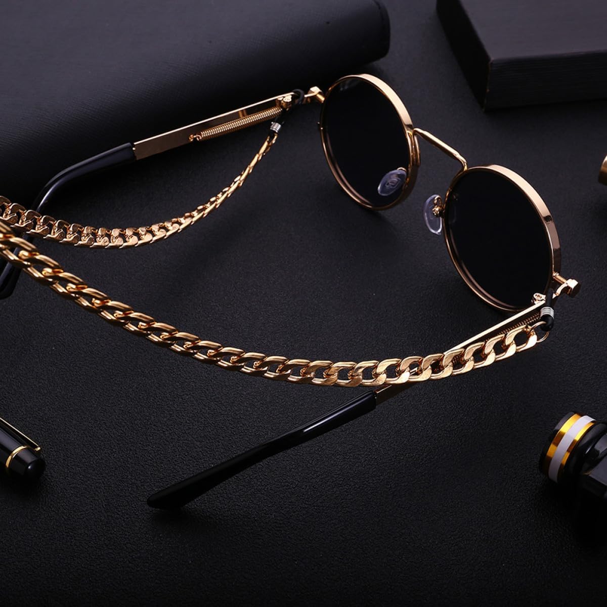 VANZACK Hip Hop Style Eyeglasses Chain for Men Slip Sunglasses Strap Durable Spectacles Holder for Sports Everyday Use Fashionable Unique Accessory