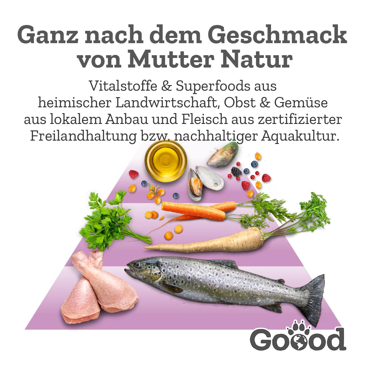 Goood Senior Freilandhuhn & nachhaltige Forelle – Trockenfutter, Hundefutter – hochwertige Proteine, wertvolles Vollkorn, für Gelenke und Immunsystem – für Hundesenioren – 10kg
