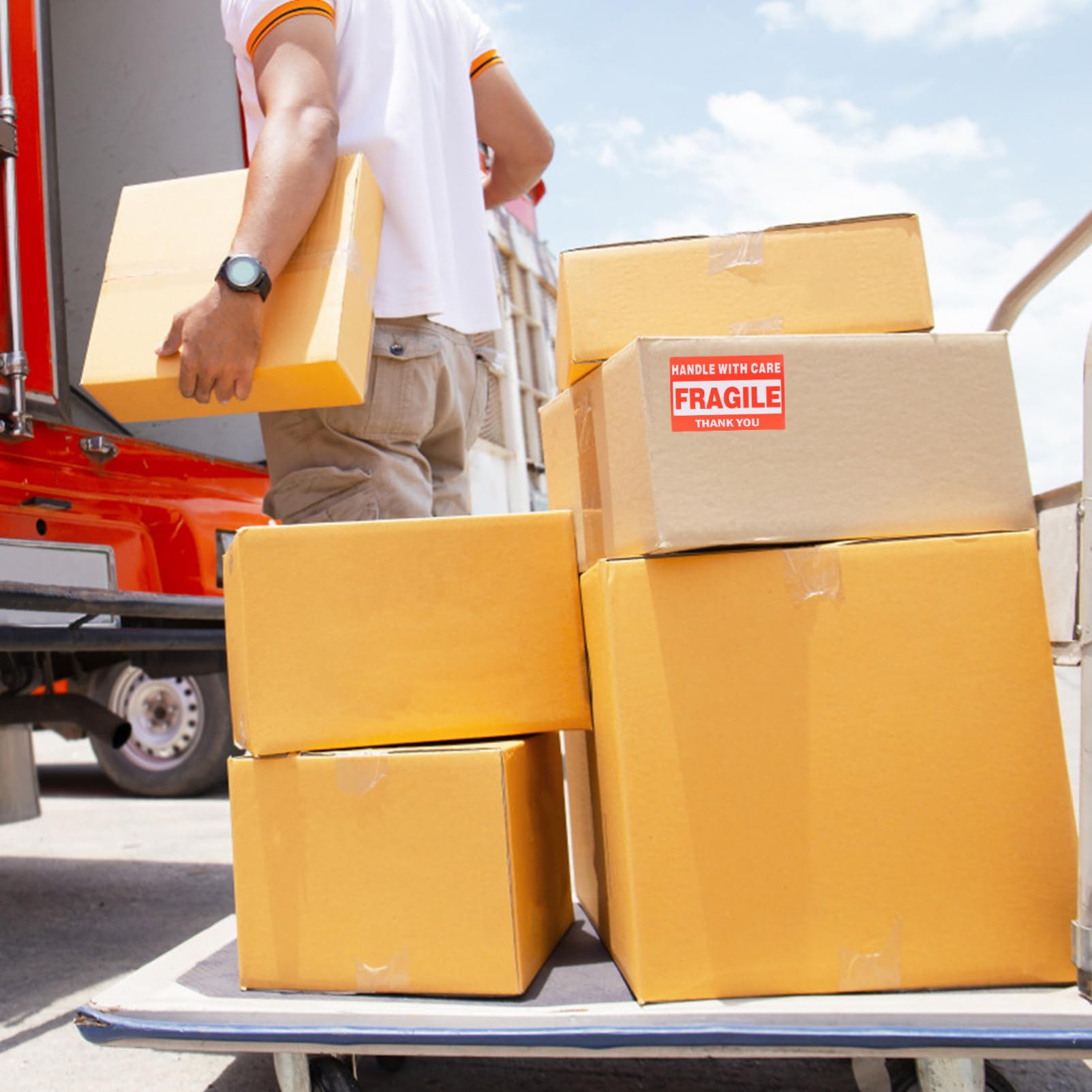 DIYEAH 1Roll Fragile Warning Stickers Handle with Care Labels for Shipping Packaging Easy to Use Ensure of Your Important Shipments