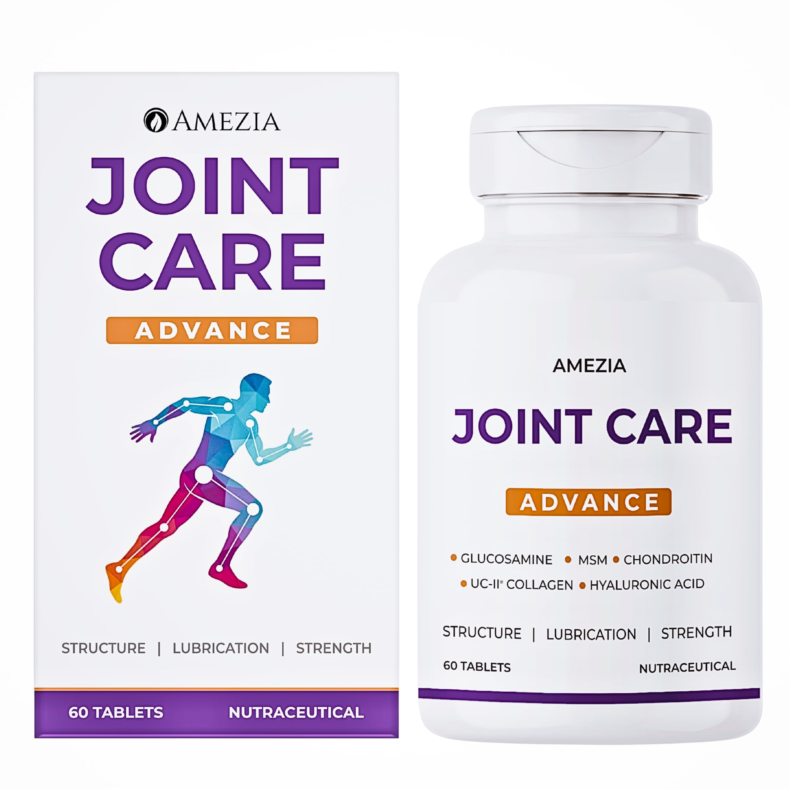 Joint Care Advance Tablets - Glucosamine Sulphate, Chondroitin, MSM, UC-II® Type II Collagen (USA) & Hyaluronic Acid - Power of 5 - Joint & Cartilage Support | Comfort, Flexibility,Lubrication & Mobility - 60 Tablets-image-39
