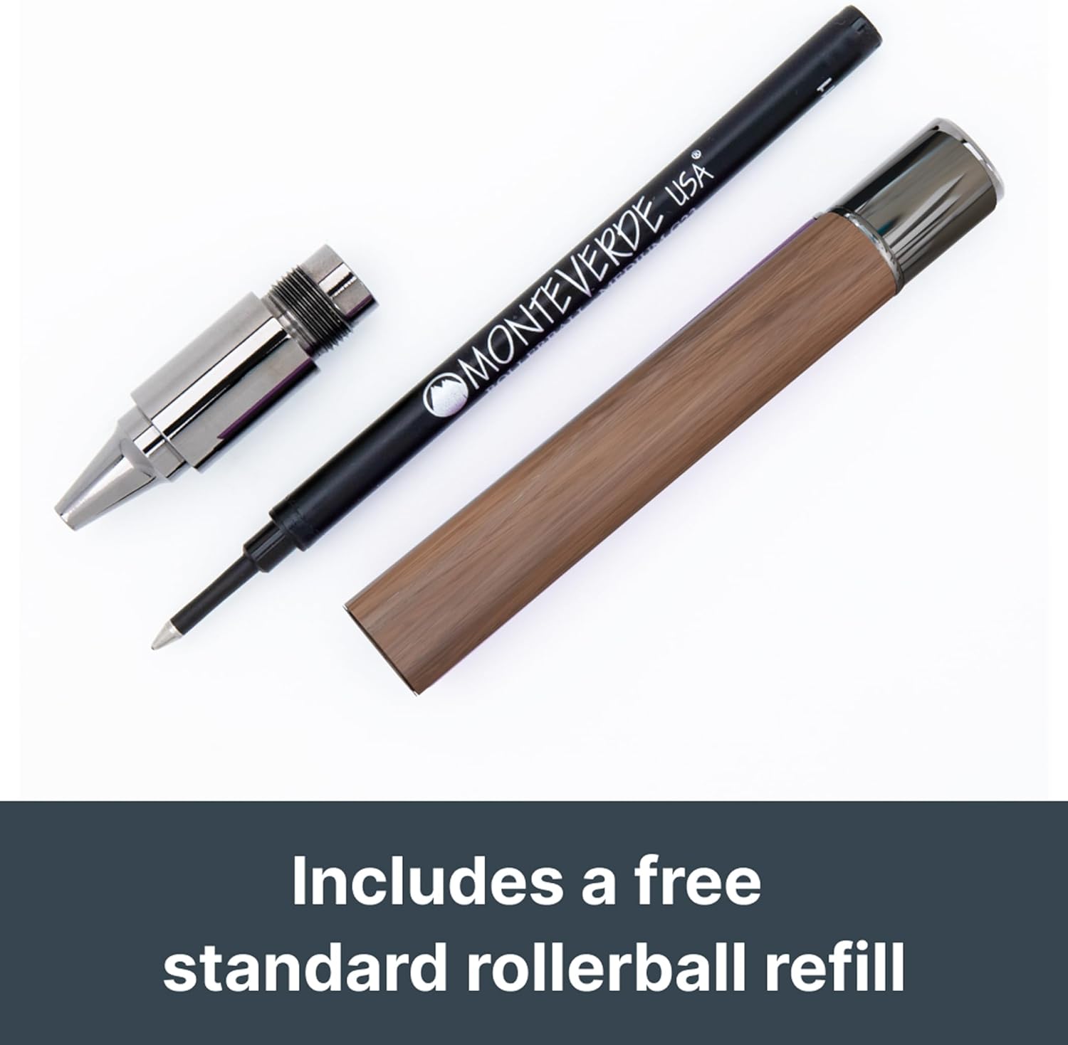 Monteverde USA Ritma Walnut Rollerball Pen - Sustainable Walnut Wood - Smooth Writing - Refillable Luxury Pen