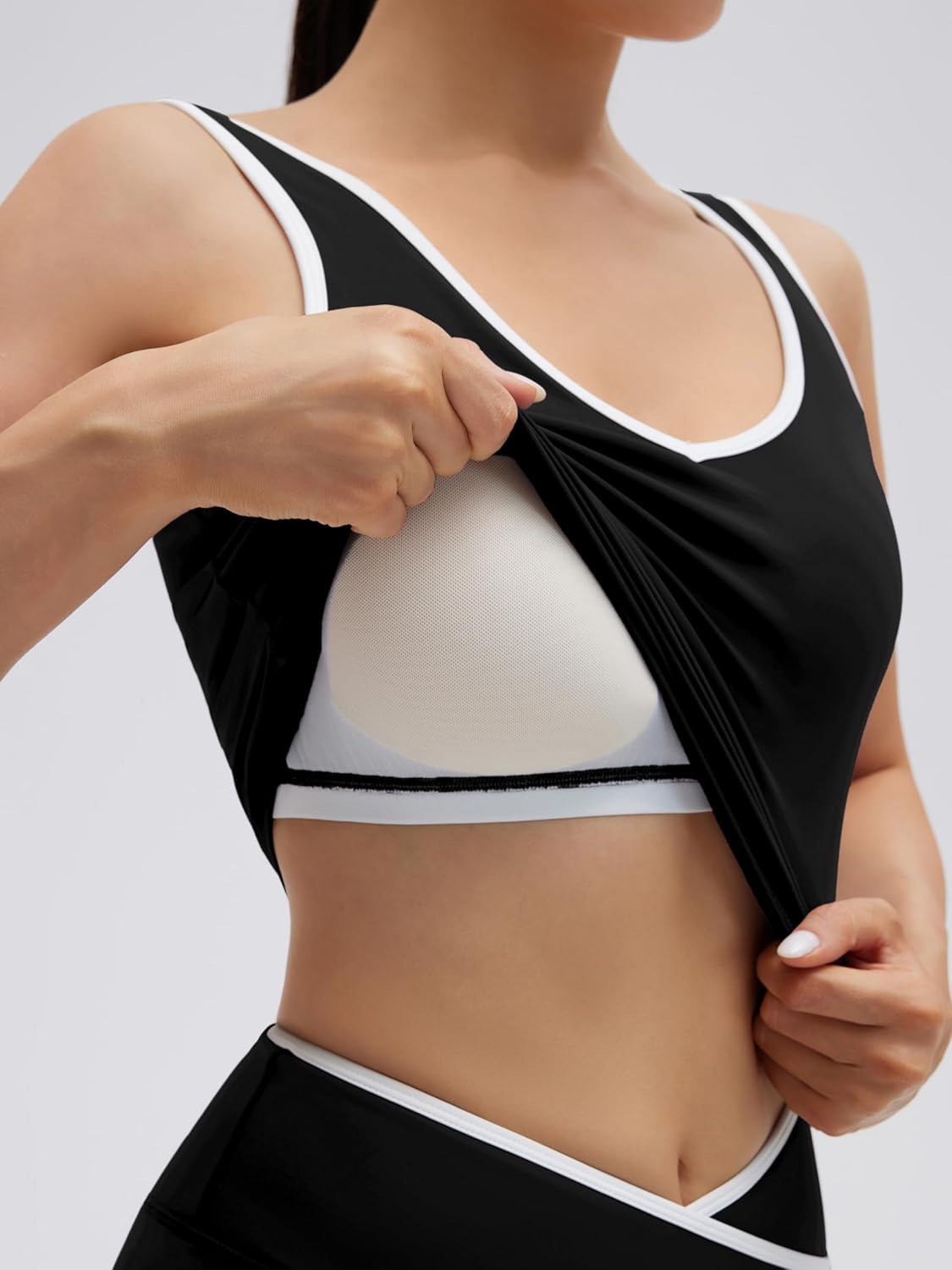 SUUKSESS Women 2 Piece Workout Sets Built in Bra Yoga Tank Top High Waisted Tummy Control Biker Shorts - Image 3