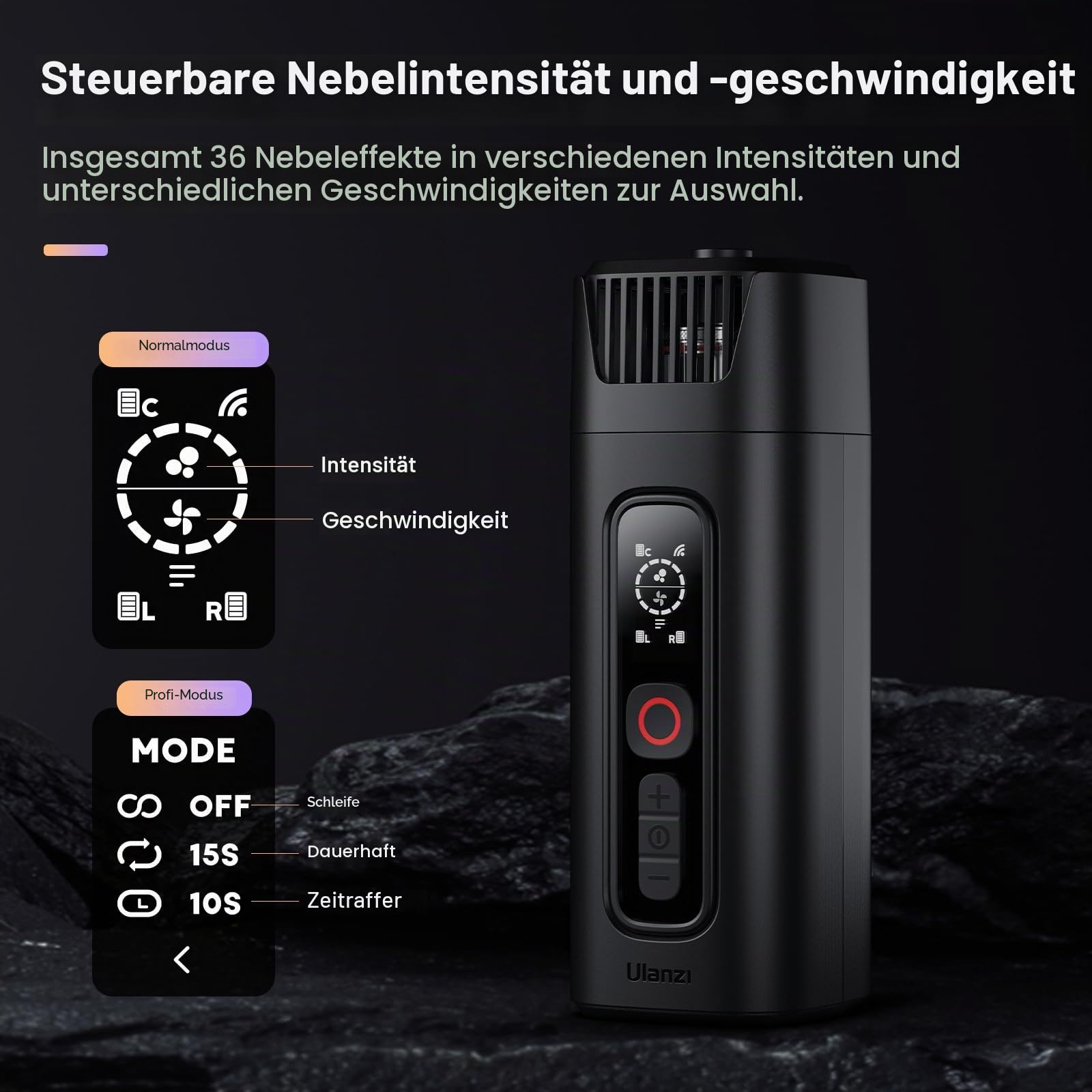 Tragbare Rauchmaschine Handheld Nebelmaschine mit Fernbedienung Fogger - ULANZI FM01 FILMOG Ace Tragbare Nebelmaschine für Fotografie, Veranstaltungen im Freien, Partys, Bühneneffekte, Hochzeiten,