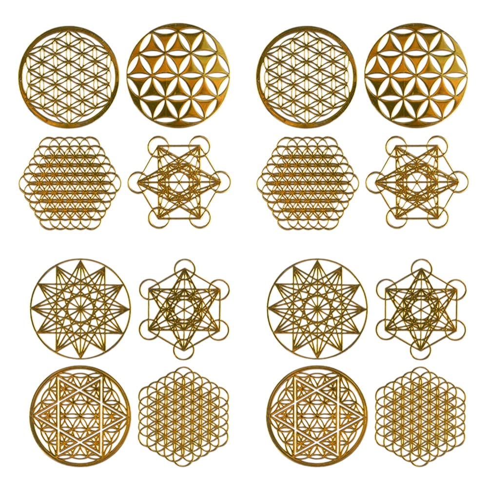 16Pcs/Set Metal Energy Decor Sticker Flower of Life Children's Day Gifts 7 Copper Energy Tower Orgonite Stickers