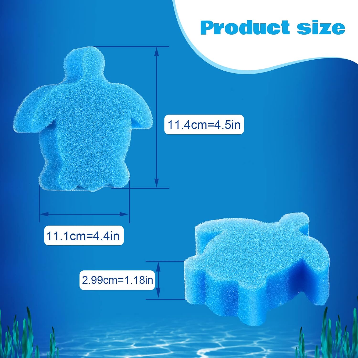 40 Pieces Oil Absorbing Sponge Oil Sponge Cleaning Tools Filter Sponge for Hot Tub, Swimming Pools and Spa (Blue Turtle Style)