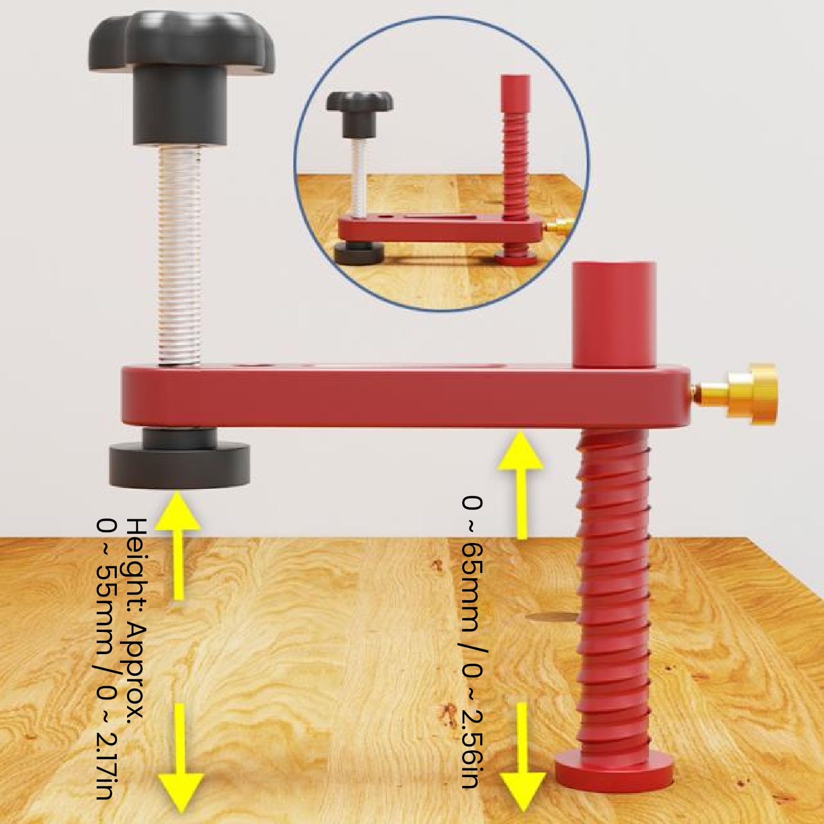 Sxhlseller Ensemble de Pinces pour Chien D'établi 20 Mm, Pince de Maintien pour le Travail du Bois en Alliage D'aluminium pour Table MFT, Gabarit de Pression Réglable avec Broches de