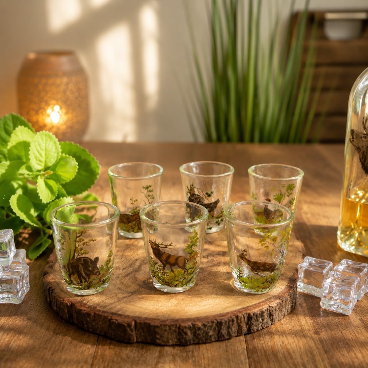 GTK - Geweihe & Trophäen KRUMHOLZ Lot de 6 verres à liqueur courts avec motif de chasse coloré 2 cl