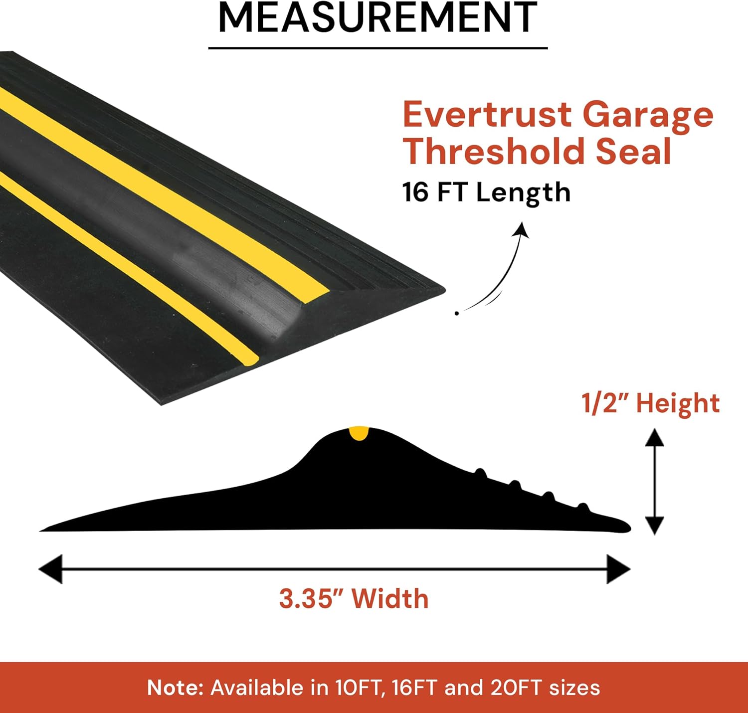 16Ft/5M Garage Threshold Seal Strip. Weatherproof EPDM Rubber Strip Replacement Kit for DIY. Strip + 1pc 300 ml Sealant Adhesive.