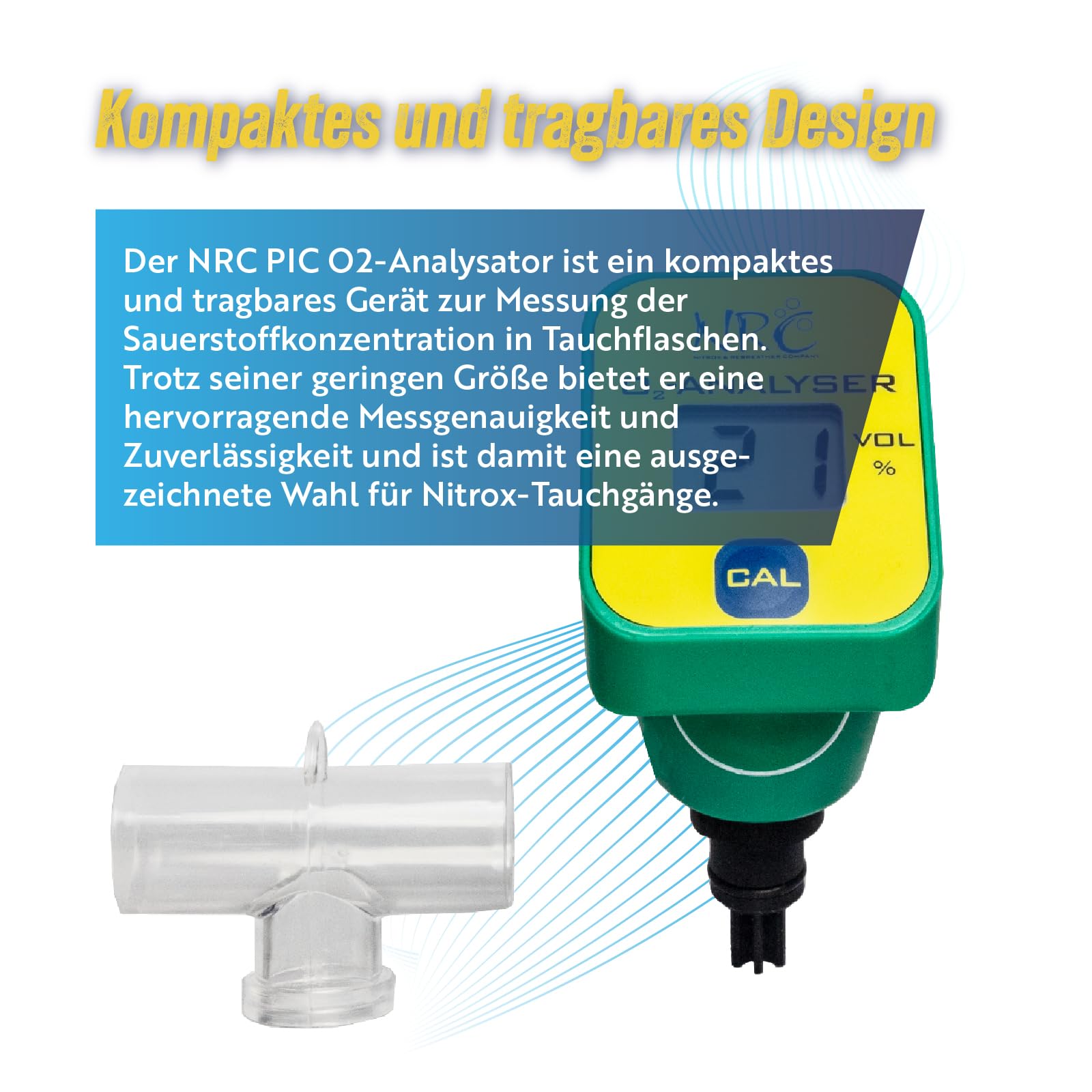 NRC PIC O2-Analyser - Tragbares Sauerstoffmessgerät für Tauchflaschen & Nitrox-Taucher - Präzise, kompakt & langlebig