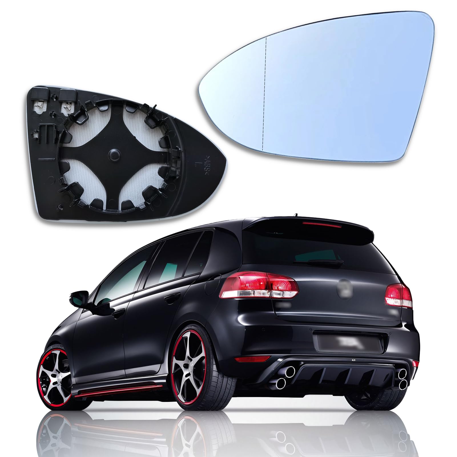 Golf 7 Spiegelglas Beheizbar Passend für Spiegelglas Golf 7 Beheizbar Außenspiegel Ersatzspiegelglas Asphärisch Glas mit Trägerplatte